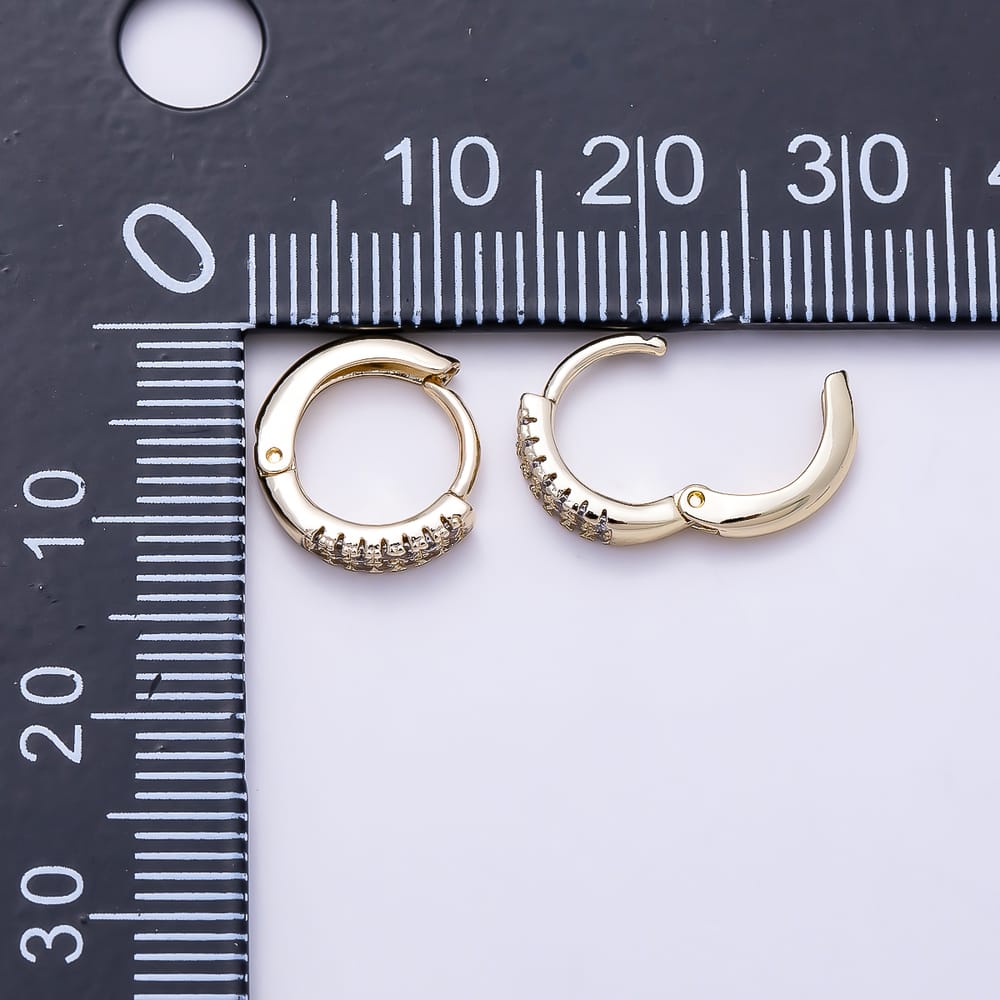 14K Gold Filled 11mm Double Row Micro Paved CZ Cartilage Huggie Earrings | Earrings-01147