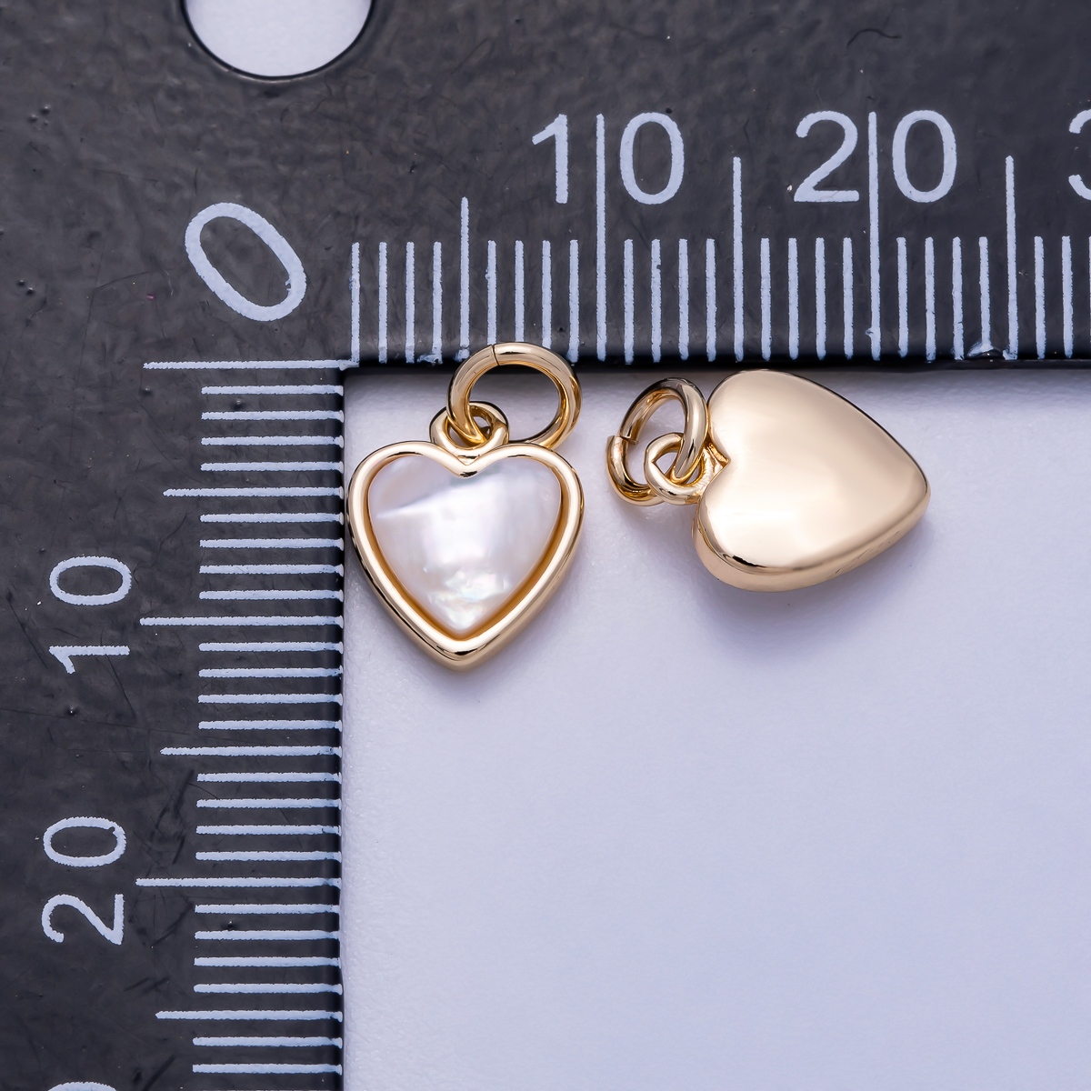 16K Gold Filled 10mm Shell Pearl Heart Bezel Mini Charm in Gold & Silver | Charms-00593 Charms-01519