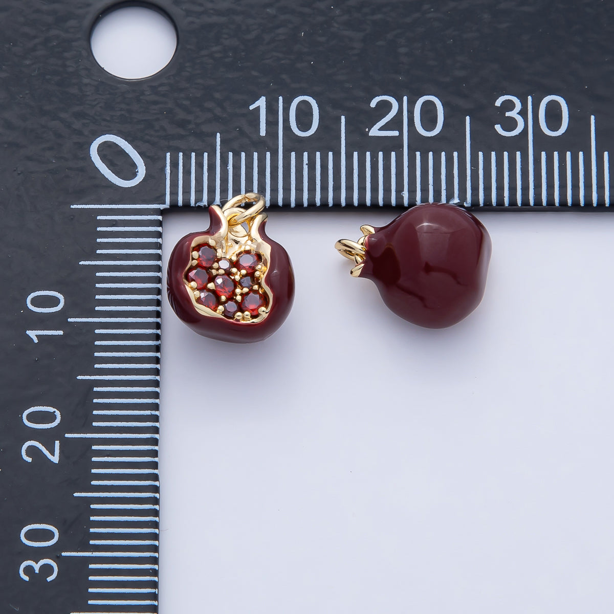 18K Gold Filled 11mm Red 3D Pomegranate Fruit Charm | AF1478