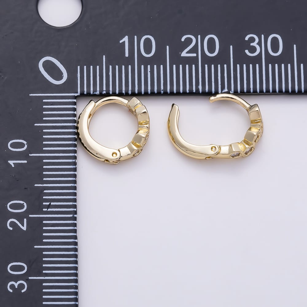 14K Gold Filled 11mm Clear CZ Hexagon Honey Cartilage Huggie Earrings | Earrings-01129