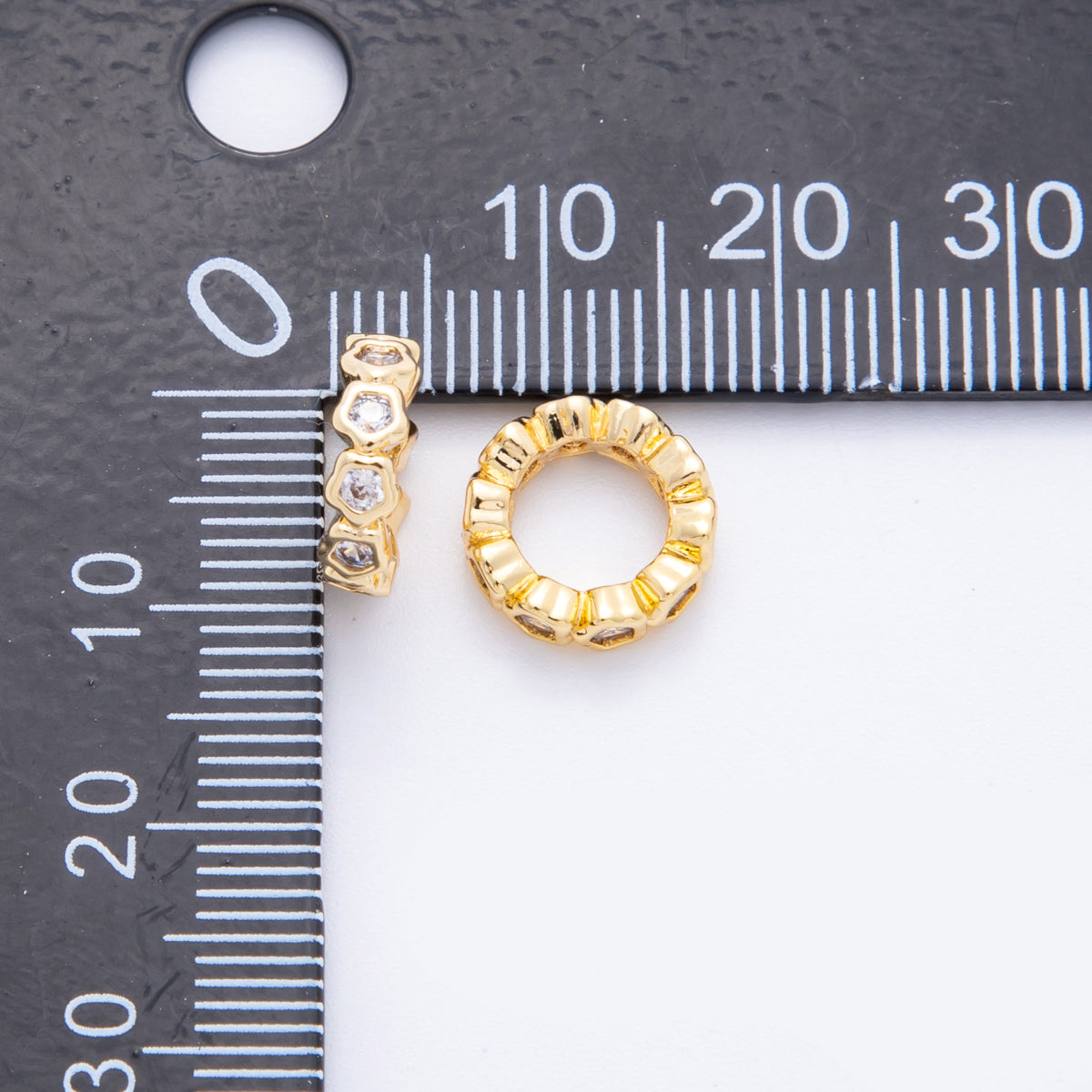 18K Gold Filled Clear CZ Celestial Rondelle Bead Spacer | AF1029