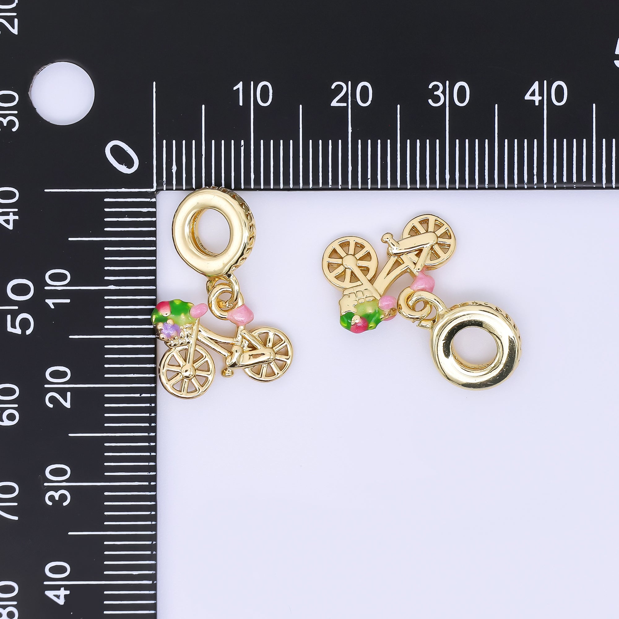 24K Gold Filled 11mm Flower Basket Bicycle Bike Drop Rondelle Charm | AC1632