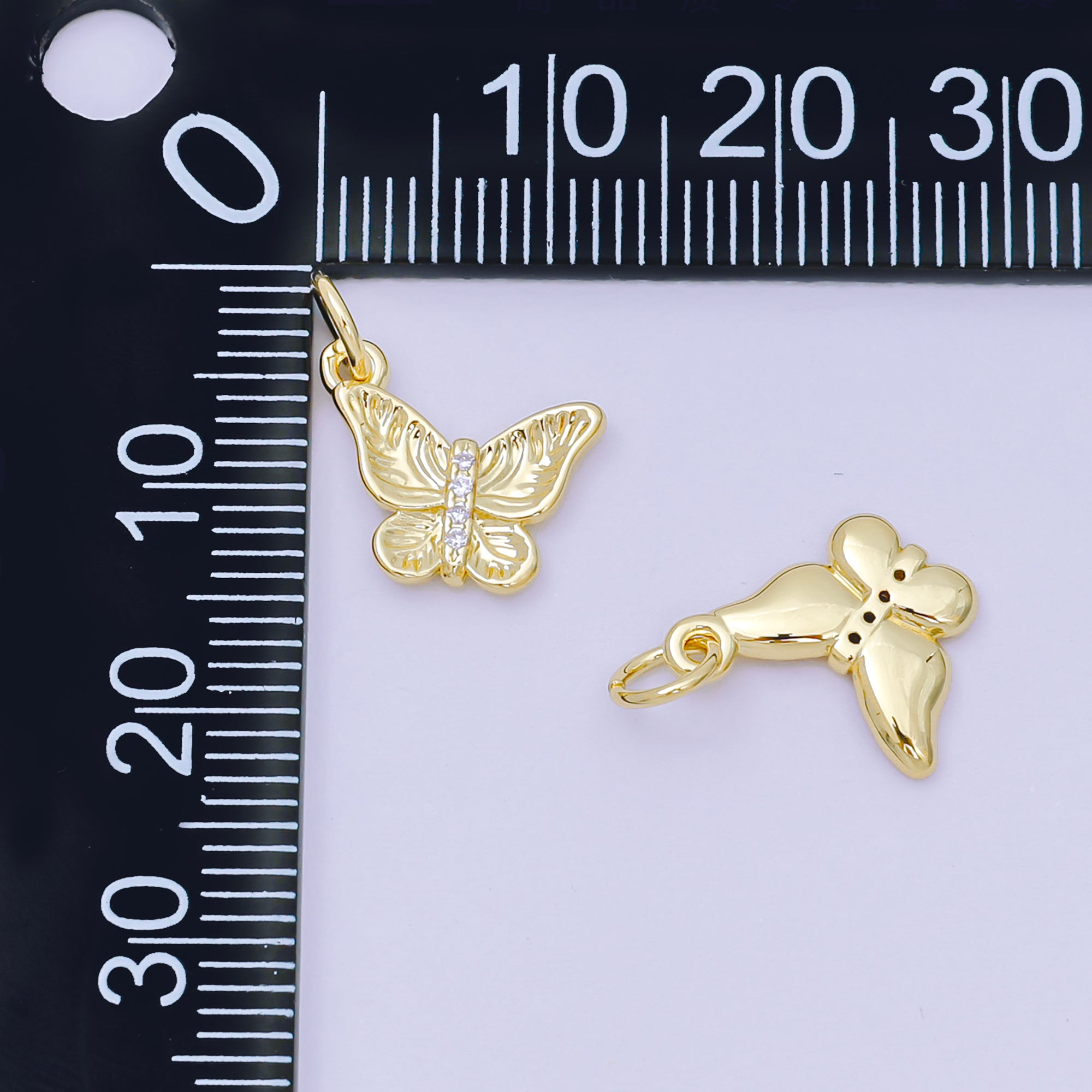 24K Gold Filled 11mm Micro Paved CZ Aponi Butterfly Animal Charm | D-250