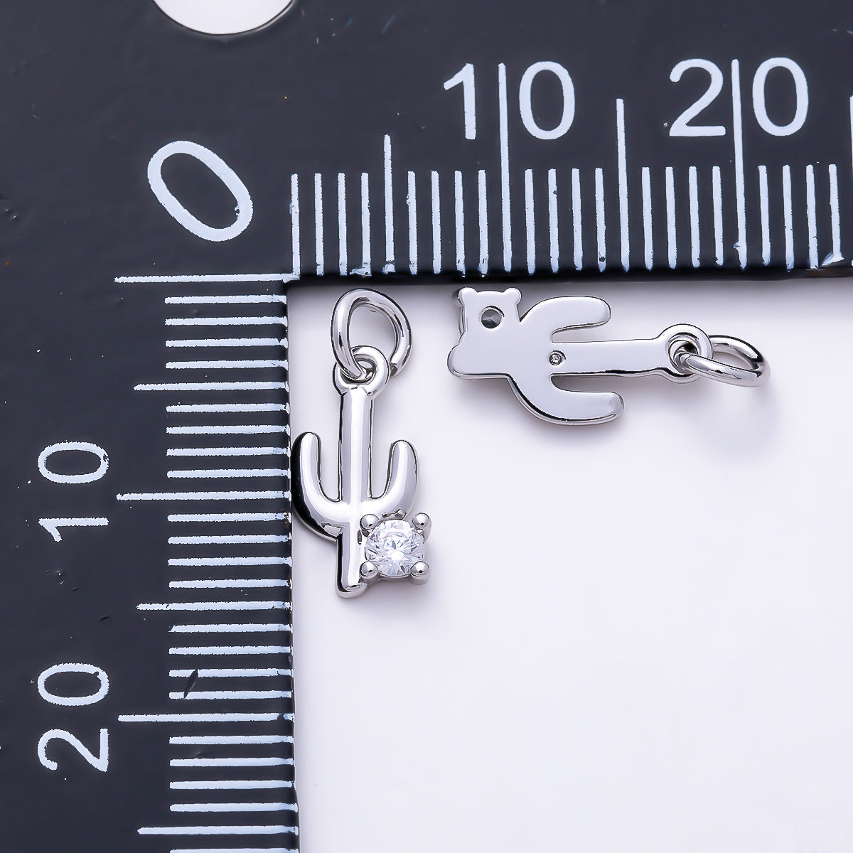 Silver 11mm Cactus Plant CZ Add-On Mini Charm | Charms-01524