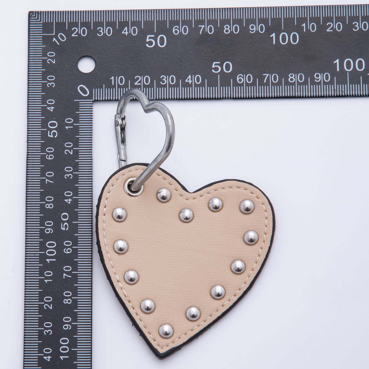 Leather Heart Keychain Handmade Bag Charm Cute Studded Heart Purse Accessory WB-00092