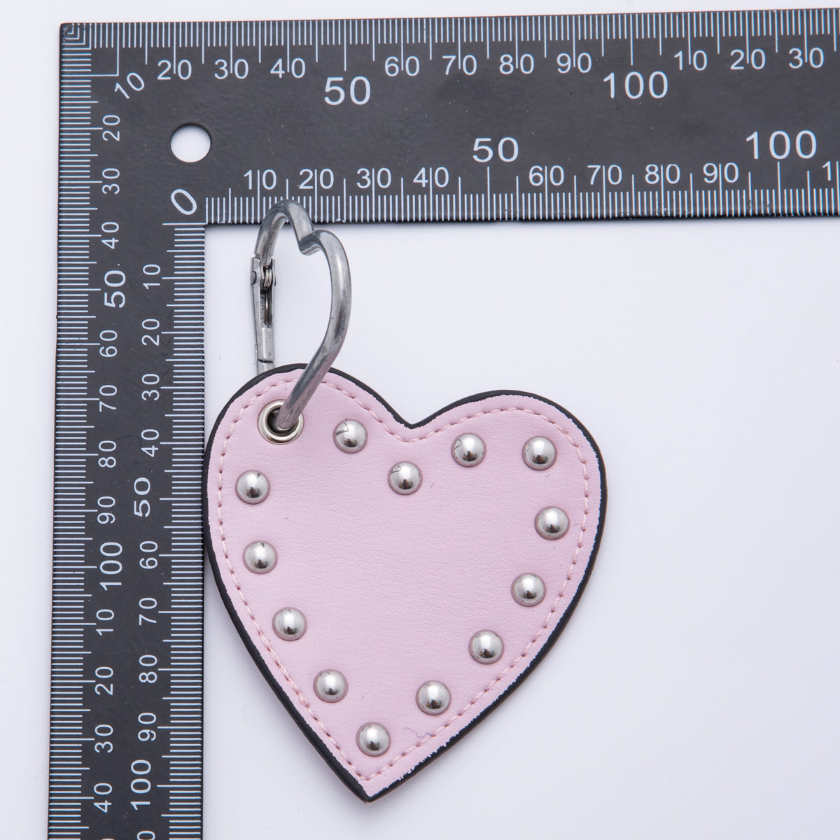 Leather Heart Keychain Handmade Bag Charm Cute Studded Heart Purse Accessory WB-00092