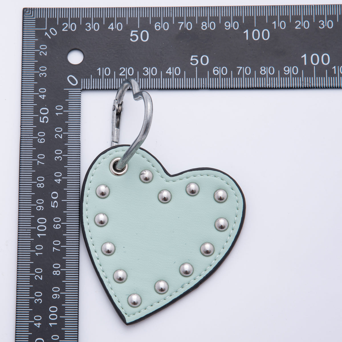 Leather Heart Keychain Handmade Bag Charm Cute Studded Heart Purse Accessory WB-00092