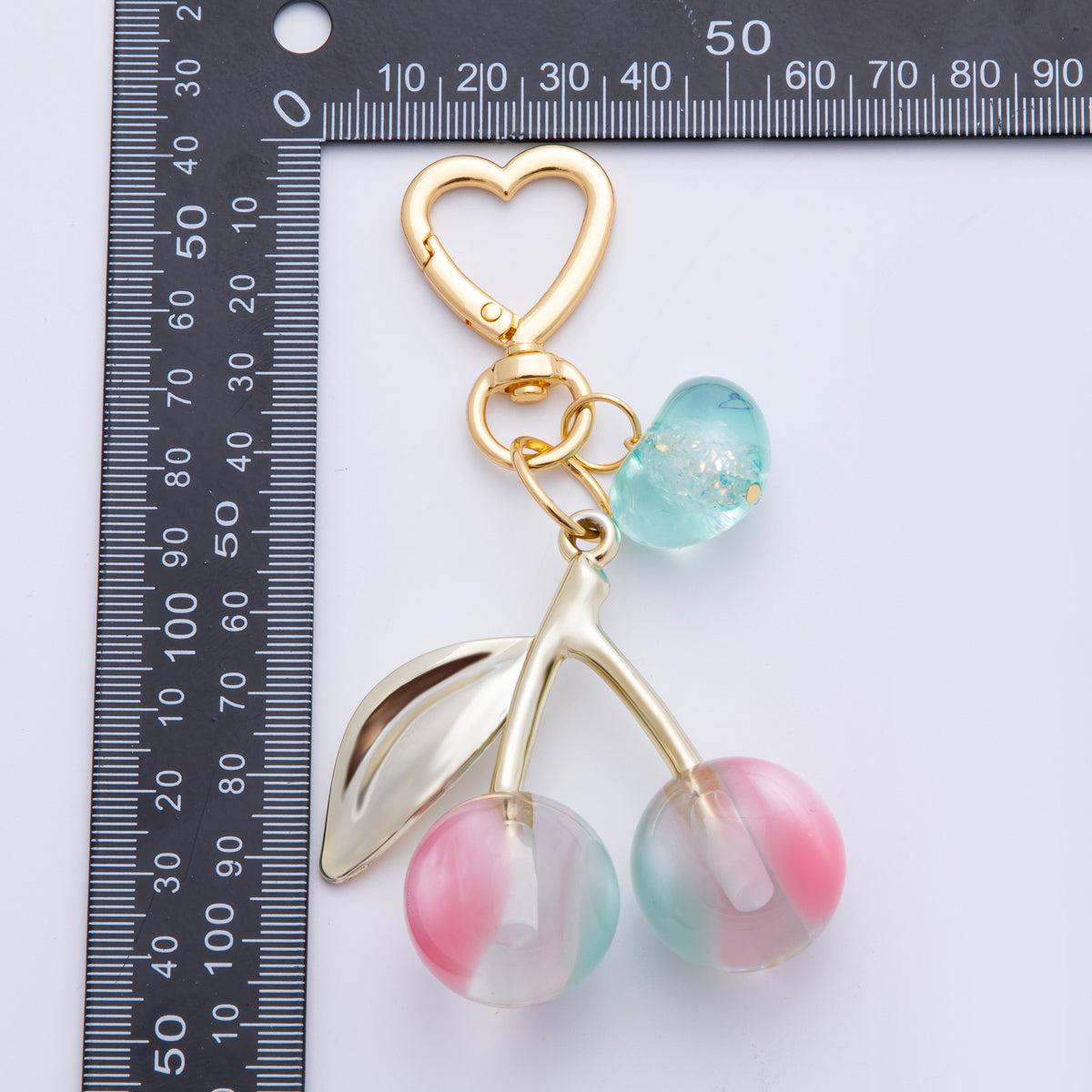 Chery bag charm Handmade cherry keychain, colorful handbag accessory WB-00007
