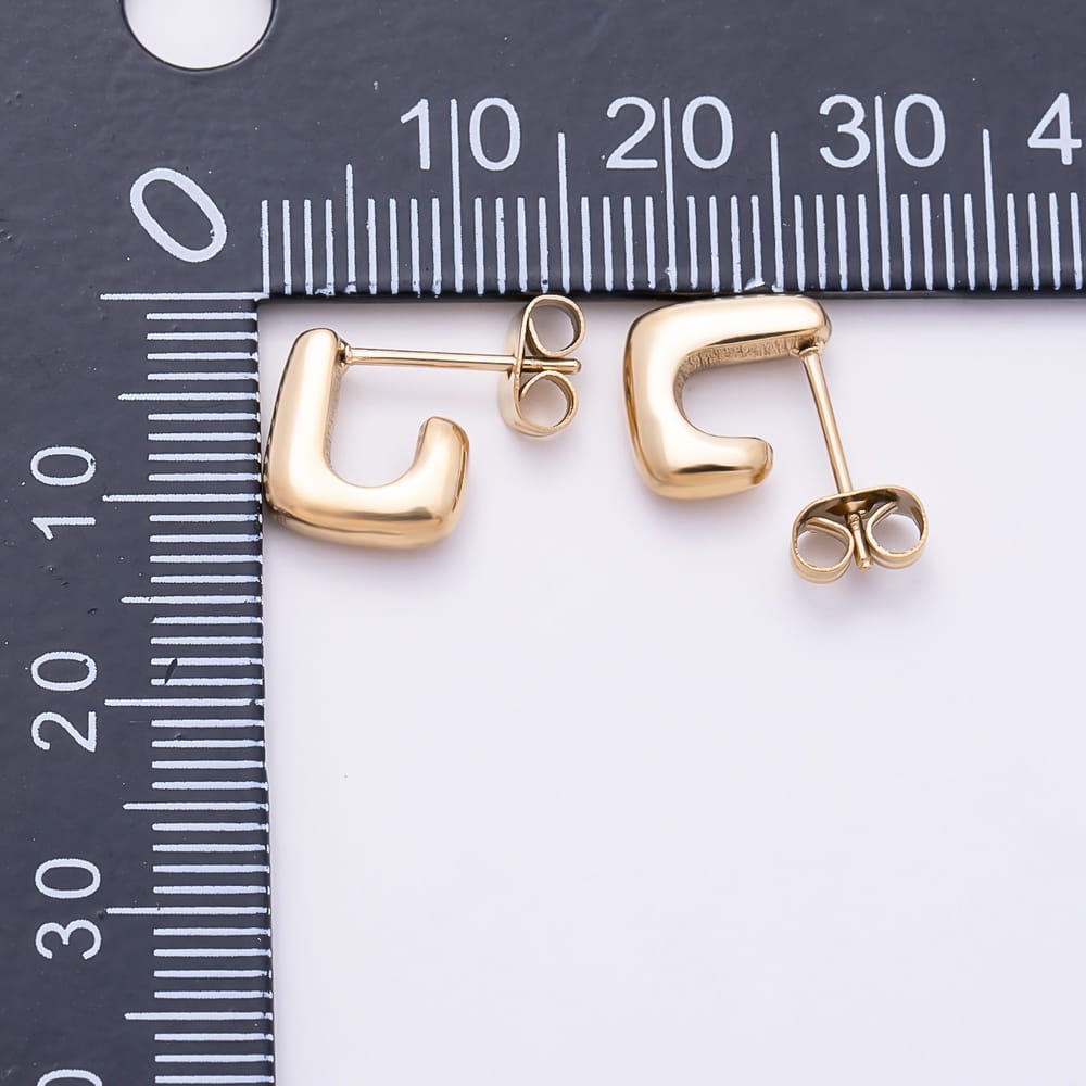 Stainless Steel PVD 14mm Minimalist Square Cartilage J-Shaped Hoop Earrings | Earrings-01177