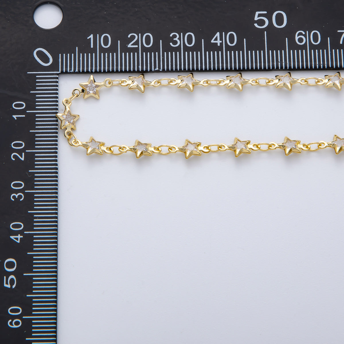 18K Gold Filled 10mm x 6mm Clear Celestial Star Unfinished Chain by Yard | Roll-1781