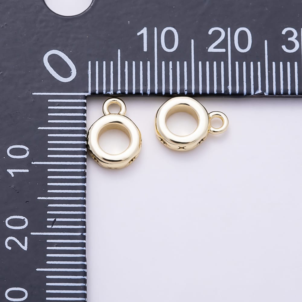 16K Gold Filled 10mm Celestial North Star Embedded Drop Rondelle Bail Findings in Gold & Silver | Findings-00660 Findings-00661