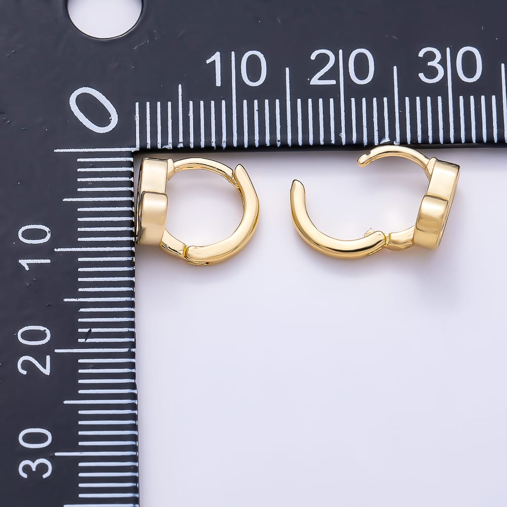 16K Gold Filled 11mm Bezel Set Clear CZ Heart Huggie Earrings | Earrings-00963
