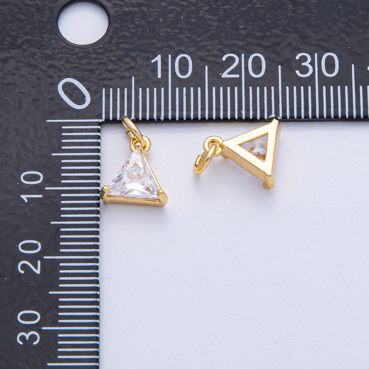 18K Gold Filled 10mm Clear CZ Triangle Mini Charm | AK028