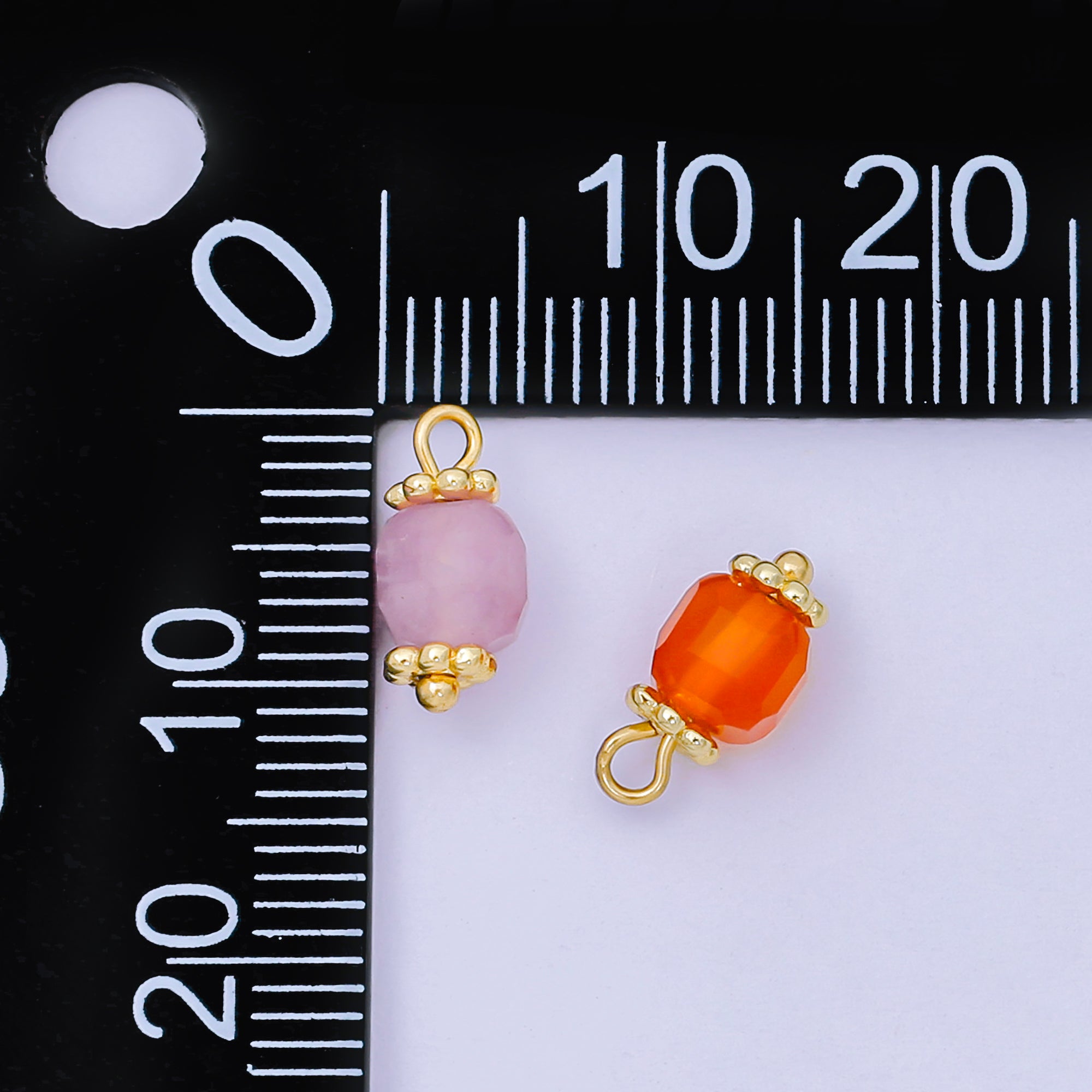 24K Gold Filled 11mm Acrylic Art Candy Tropical Round Charm in Teal, Pink, & Orange | AH-661 AH-662