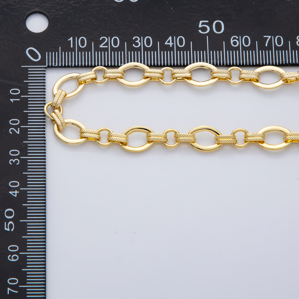 18K Gold Filled 11mm x 8mm Geometric Cable Quilted Double Link Unfinished Chain by Yard | Roll-1772