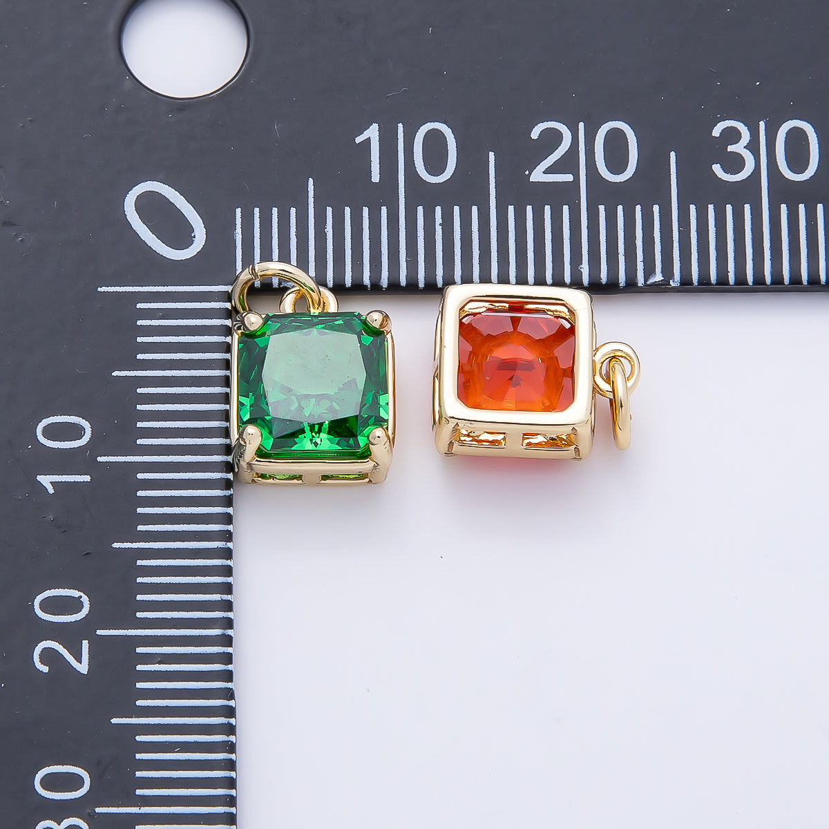 16K Gold Filled 11mm Birthstone CZ Square Charm | Charms-01172 ~ Charms-01183