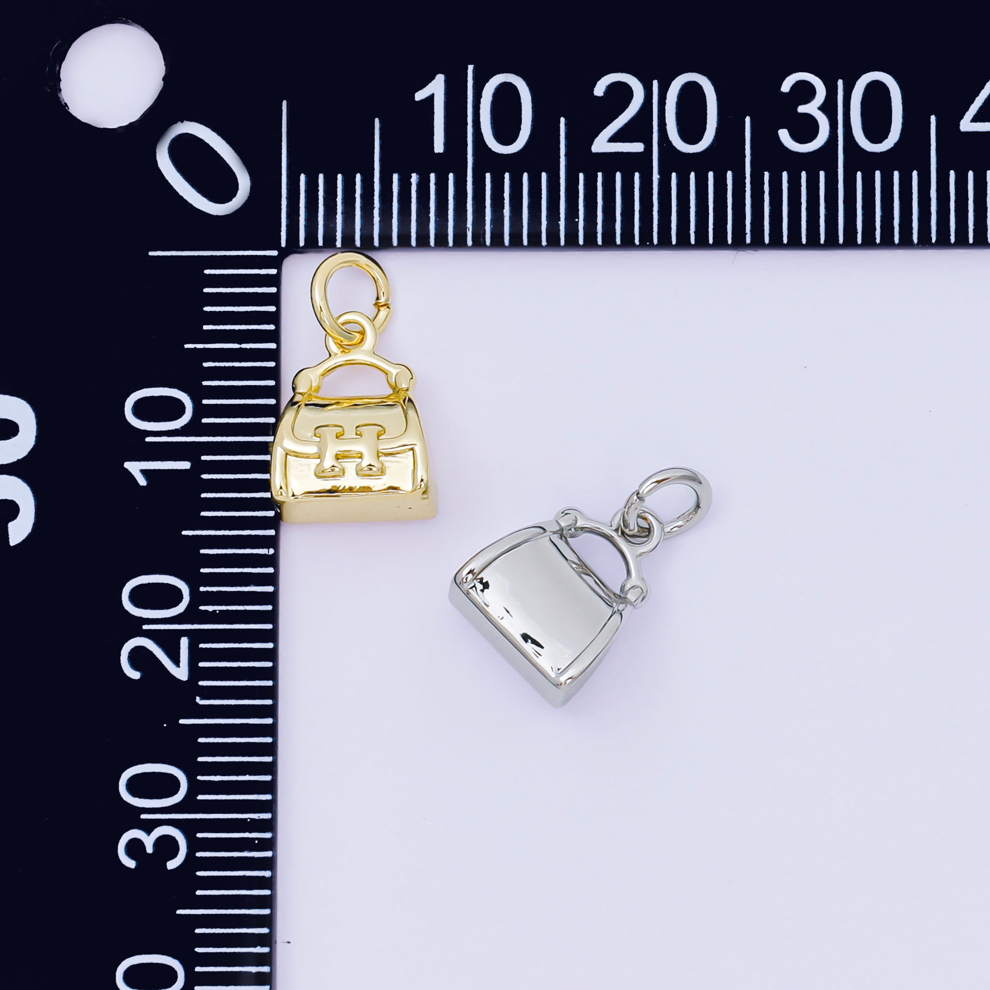24K Gold Filled 11mm Casual Handbag Bag Purse Dainty Charm in Gold & Silver | AH-612