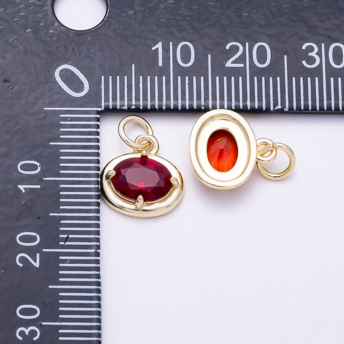 16K Gold Filled 11mm Oval CZ Faceted Birthstone Bezel Charm | Charms-01794 - Charms-01804