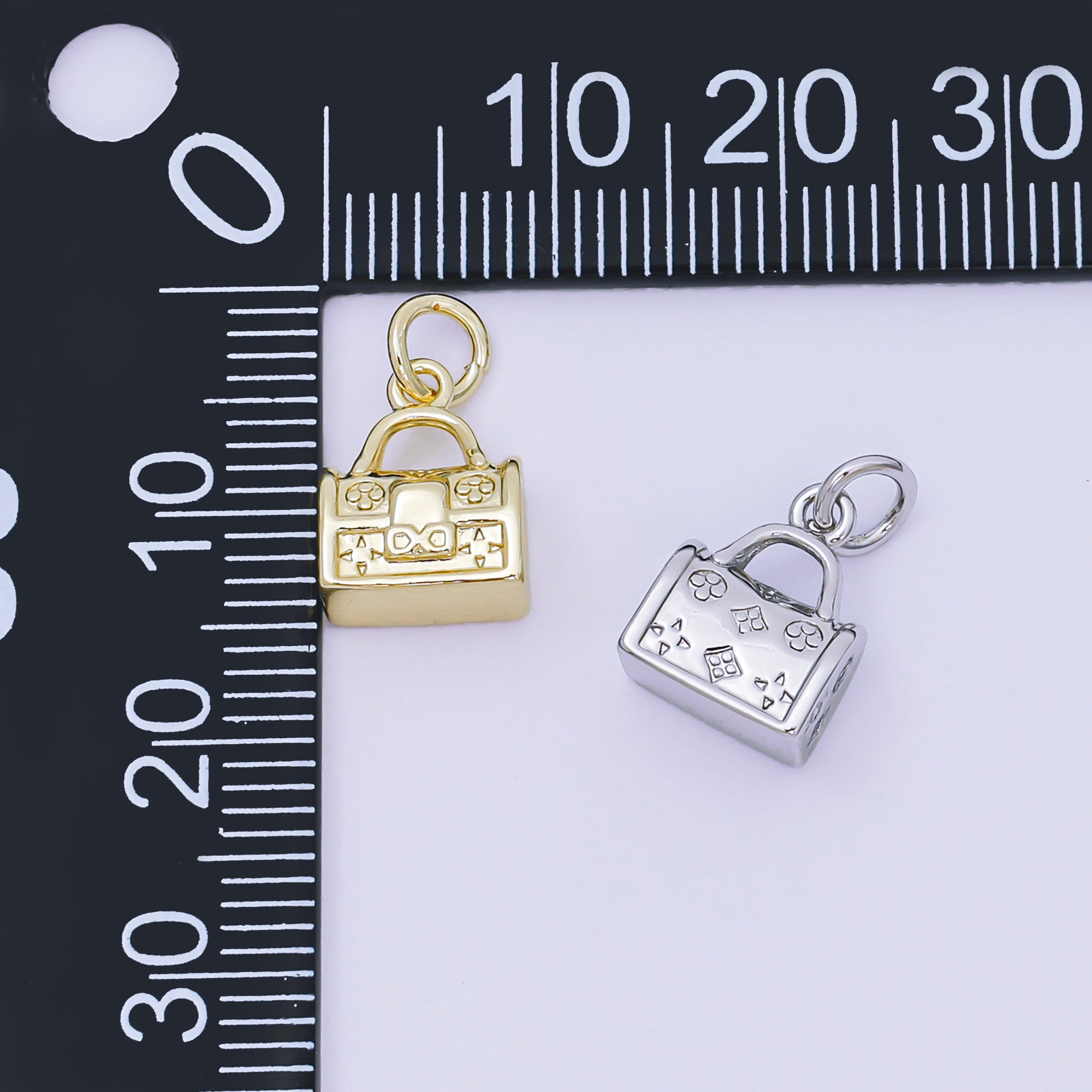 24K Gold Filled 11mm Daisy Floral Handbag Charm Purse in Gold & Silver | AH-667