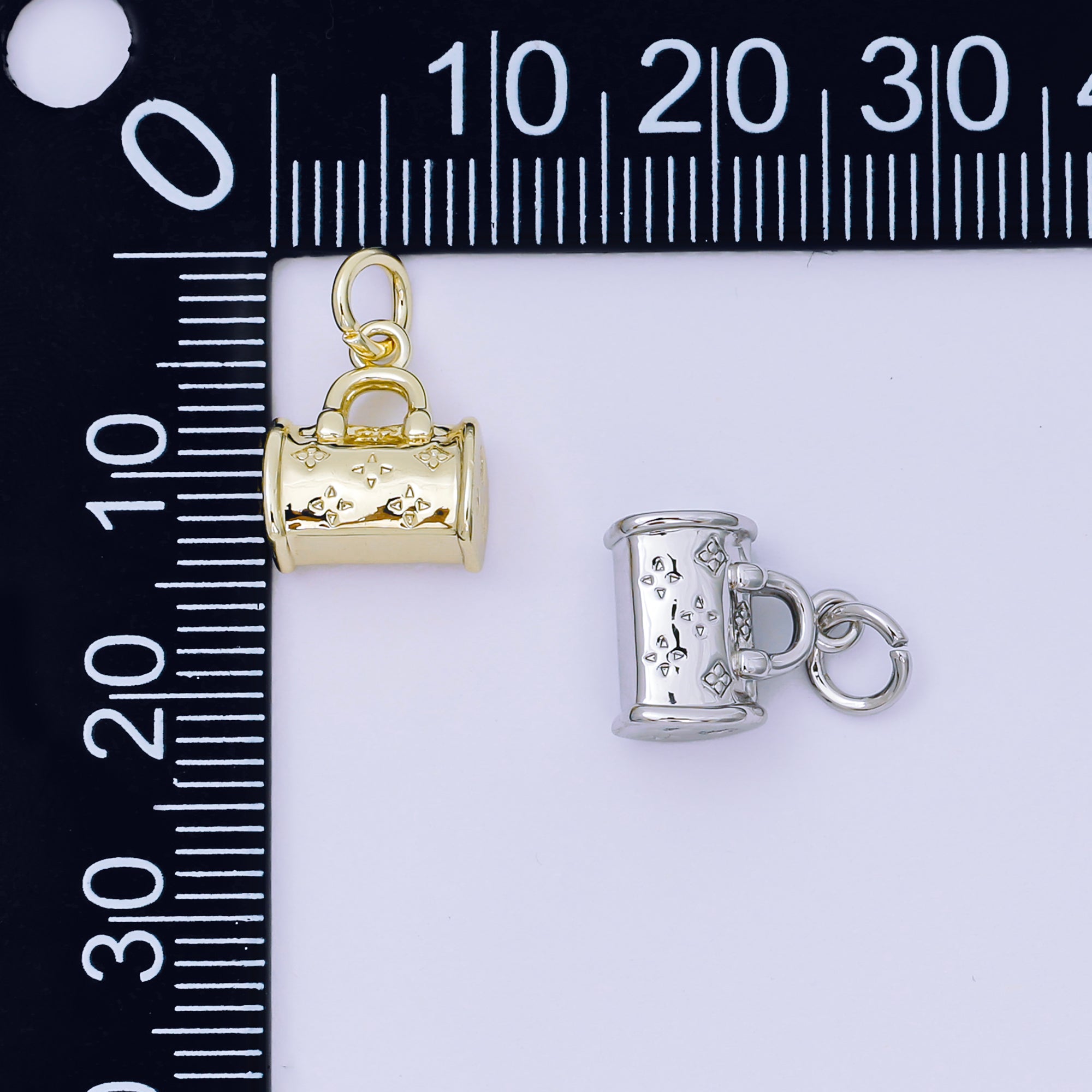 24K Gold Filled 11mm Fancy Handbag Dainty Bag Charm in Gold & Silver | AH-665