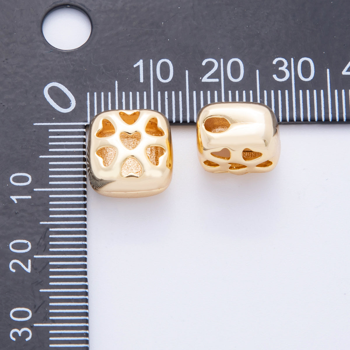 18K Gold Filled 11.6mm Heart Filigree Square Bead Spacer | AF1058