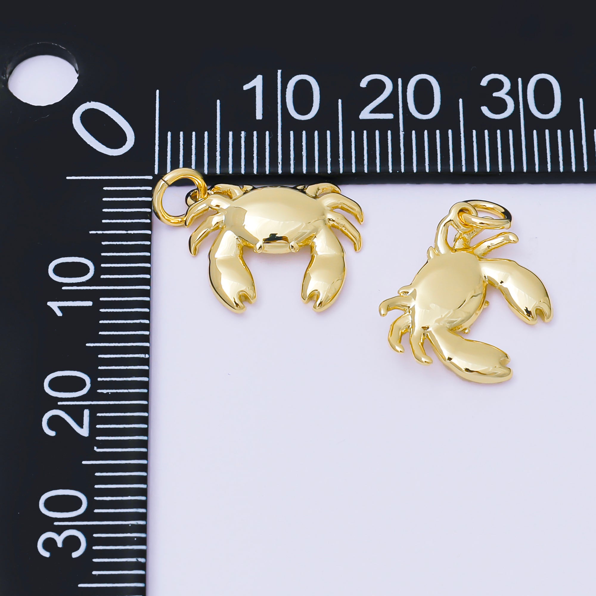 24K Gold Filled Minimalist Crab Crustacean Sea Animal 3D Multidimensional Charm | AF1287