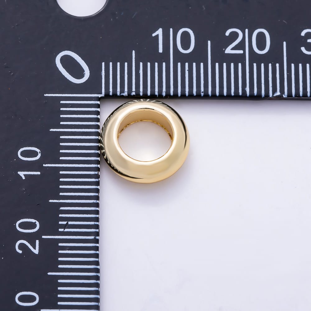 16K Gold Filled 12mm Puffed Doughnut Spacer Rondelle Bead | Beads-00584