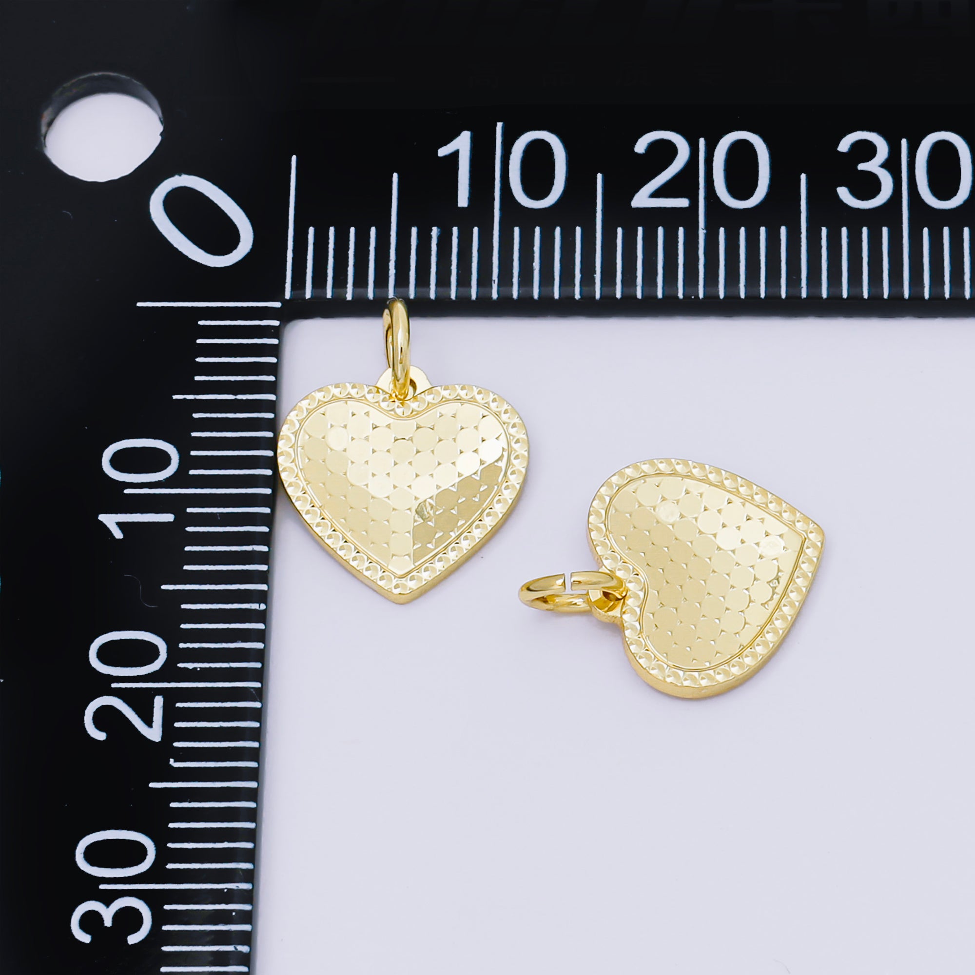24K Gold Filled 12mm Lovely Polka Dot Pattern Heart Charm | AF1246