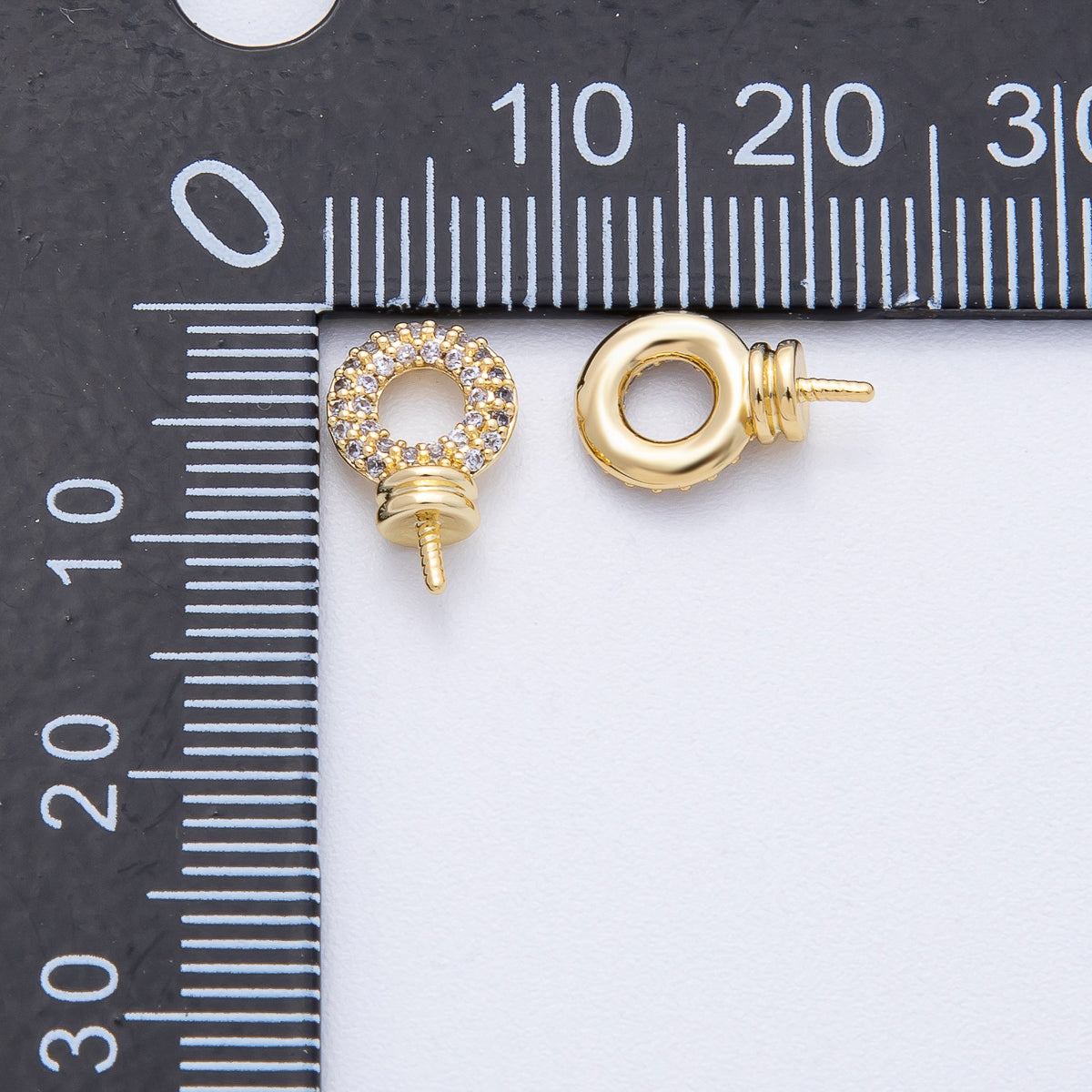 18K Gold Filled 11.8mm Drill Micro Paved CZ Open Round Bail Finding | Z1656