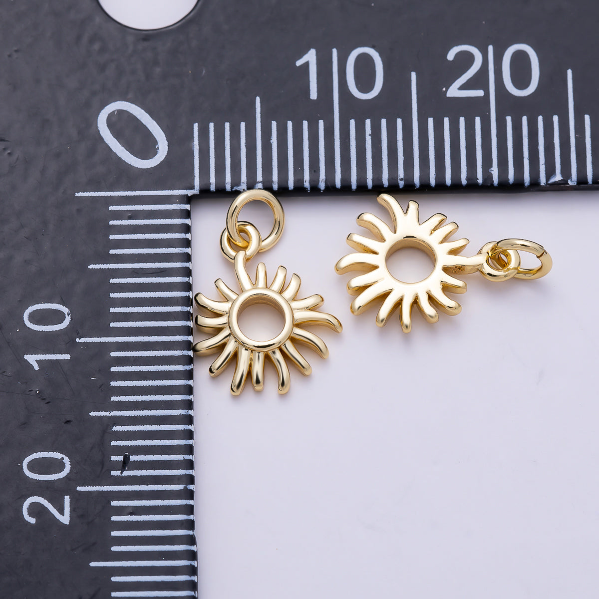 16K Gold Filled 12mm Minimalist Celestial Sun Ray Charm | Charms-01482