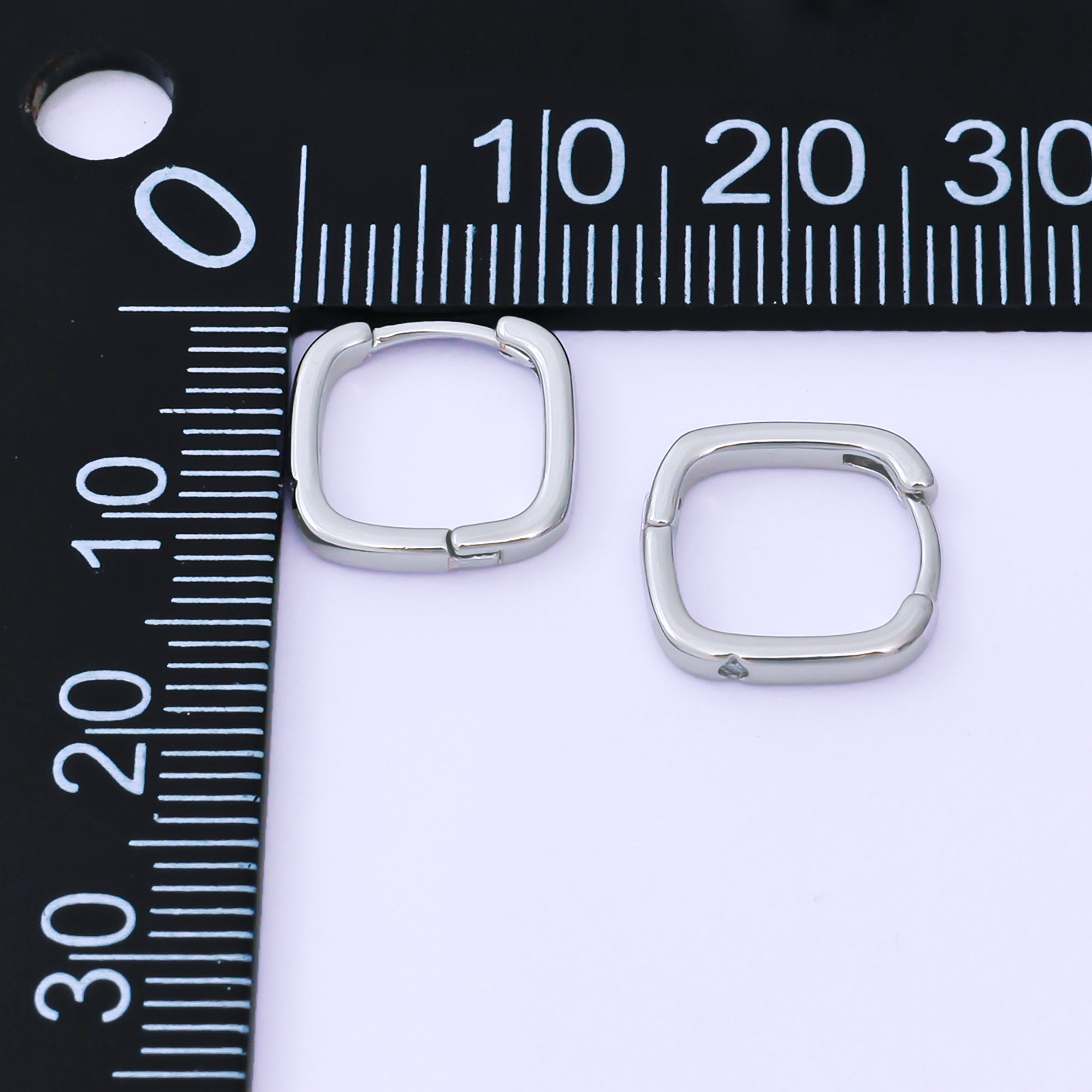 24K Gold Filled 12mm Clear CZ Square Cartilage Huggie Earrings in Gold & Silver | AB241