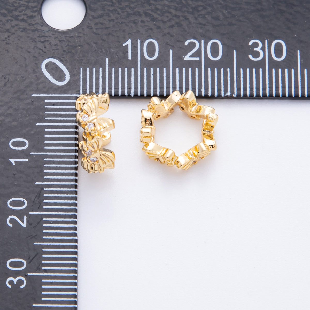 18K Gold Filled 12mm CZ Butterfly Thin Rondelle Bead Spacer | AF1039