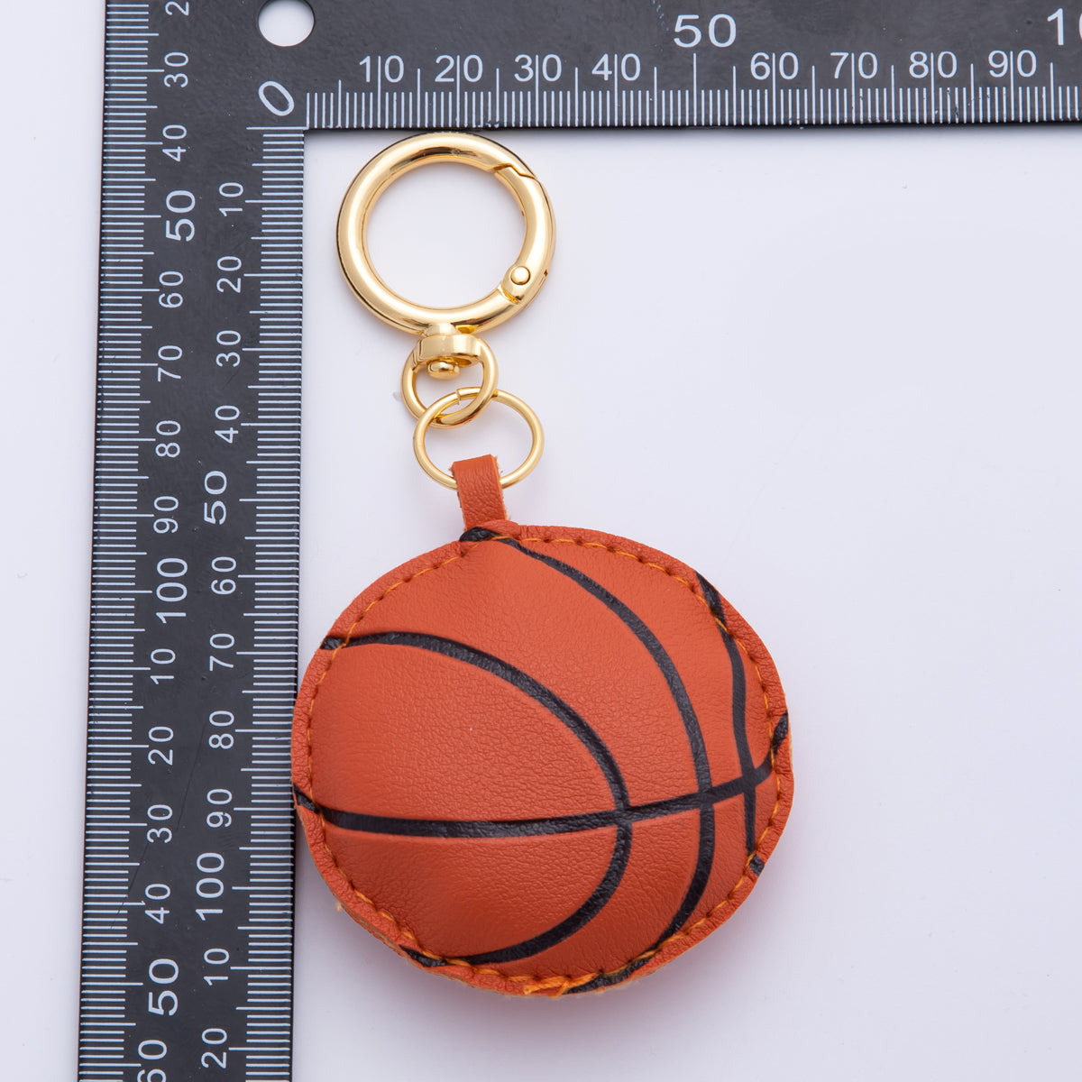 Leather Ball Sport Keychain Handmade Bag Charm Cute Leather Basketball Baseball Varsity Purse Accessory WB-00096