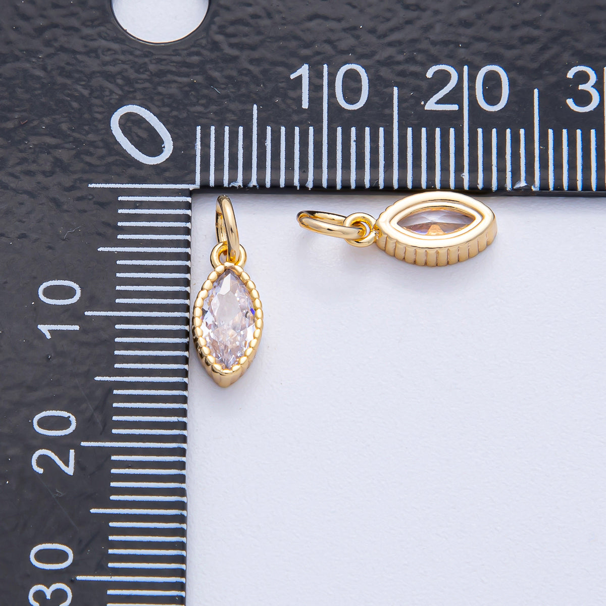 18K Gold Filled 11mm Clear CZ Marquise Mini Charm | AK034