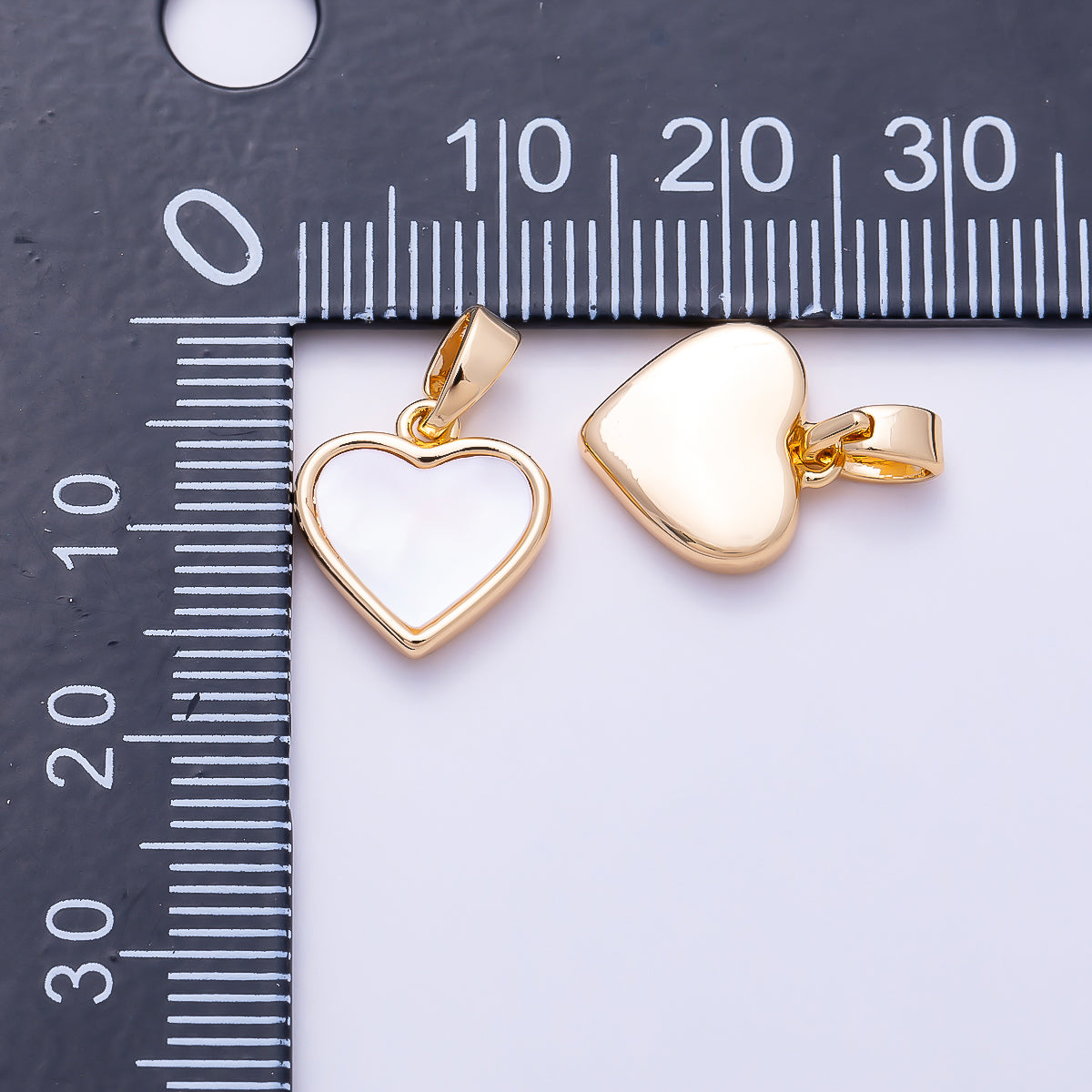16K Gold Filled 12mm Shell Pearl Heart Bezel Charm | Charms-01503