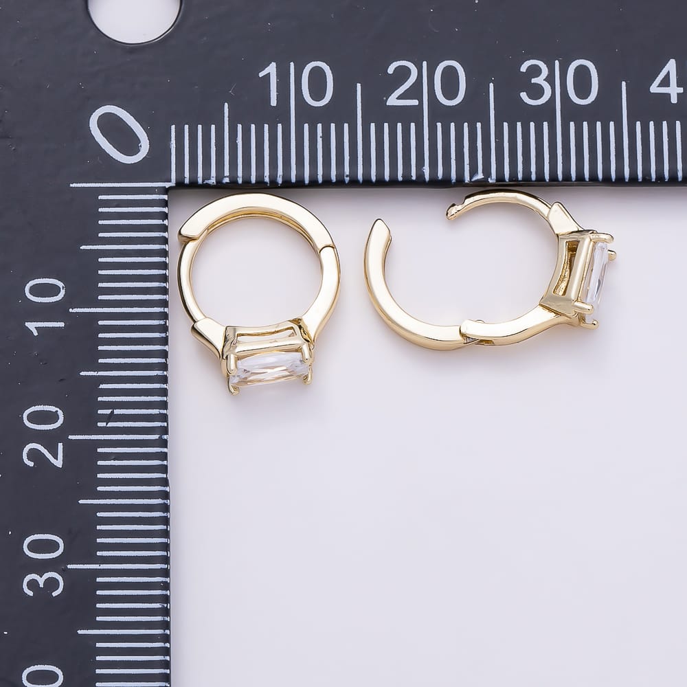 14K Gold Filled 12mm Clear CZ Baguette Cartilage Huggie | Earrings-01203