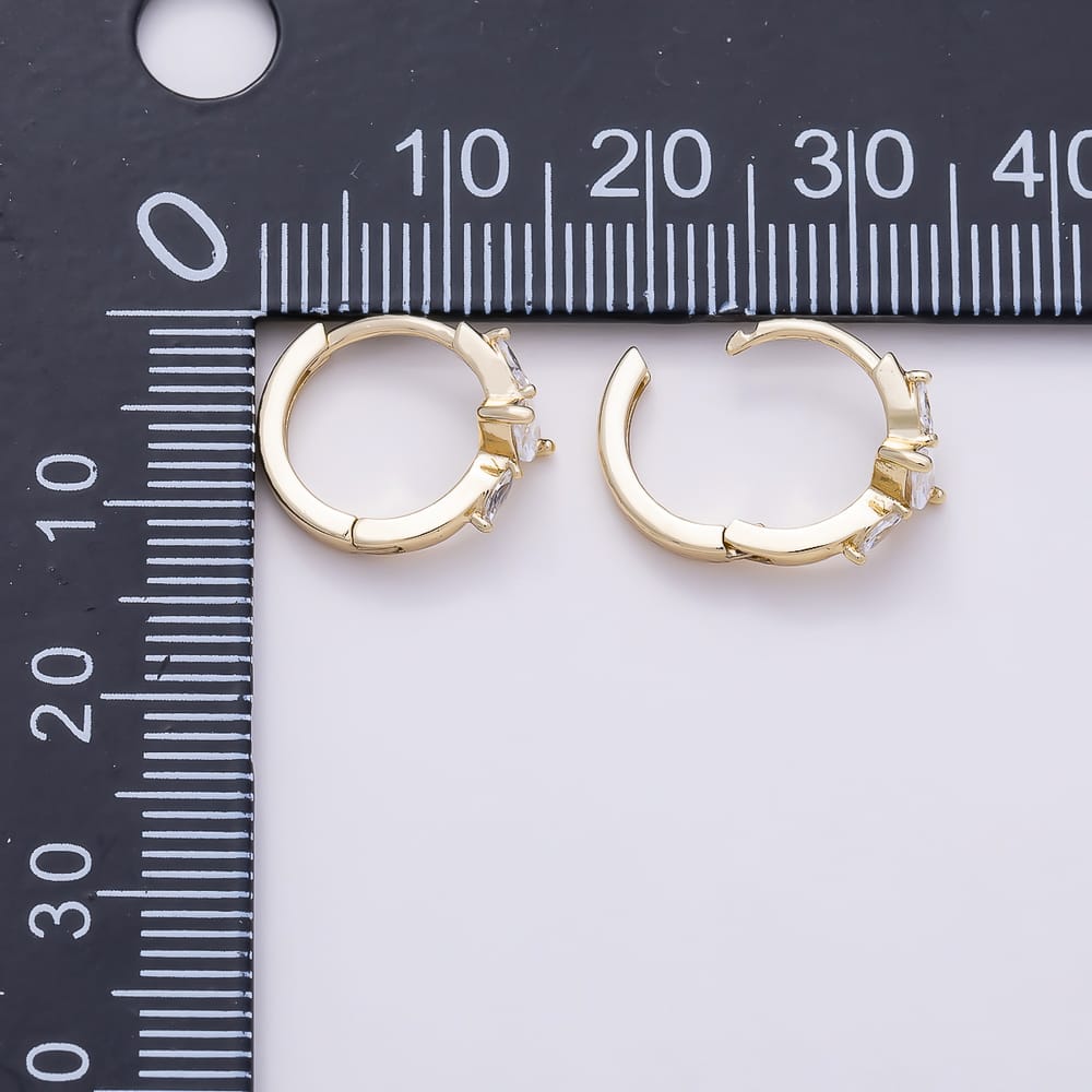 14K Gold Filled 12mm Clear Marquise CZ Triple Cartilage Solitaire Huggie | Earrings-01210
