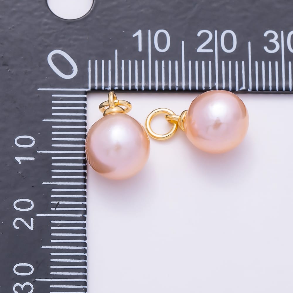 18K Gold Filled 12mm Pink Peach Natural Freshwater Pearl Mini Charm | Charms-02225