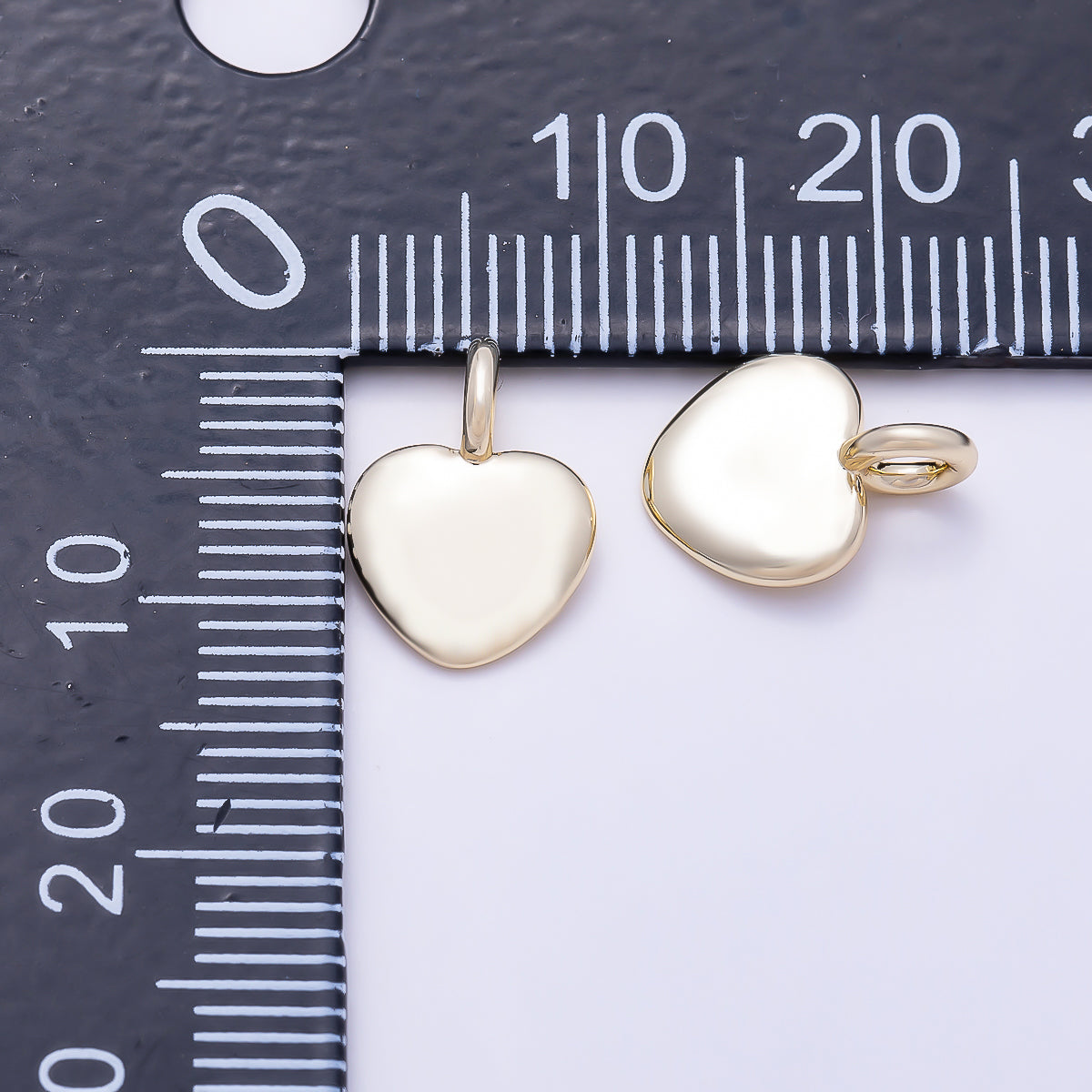 16K Gold Filled 12mm Minimalist Smooth Plain Puffy Heart Charm | Charms-01645