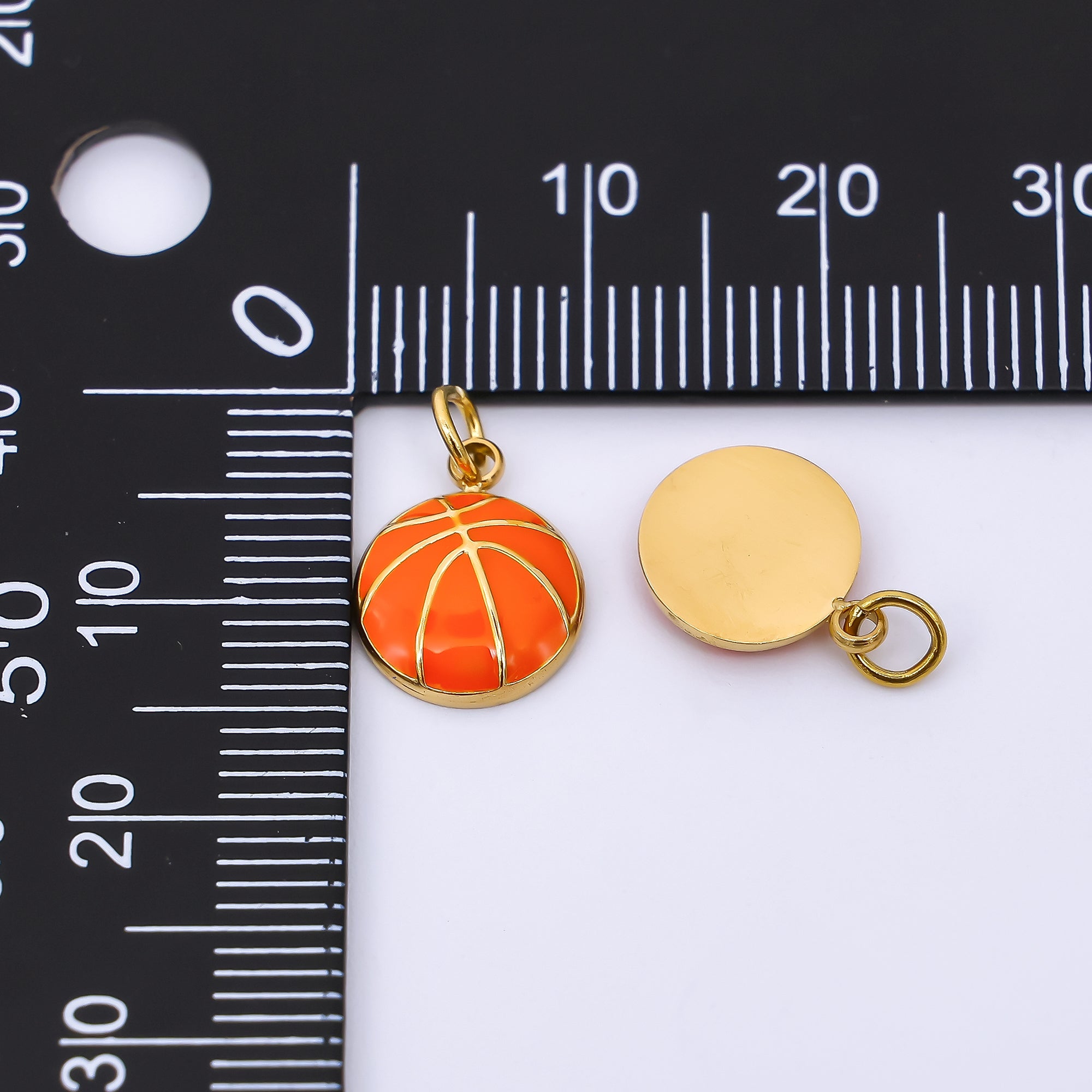 Stainless Steel 12mm Enamel Art Orange Basketball Sport Charm | J-332