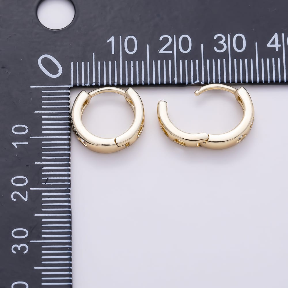 14K Gold Filled 12mm Clear CZ Celestial Star Heart Dotted Huggie Earrings | Earrings-01127