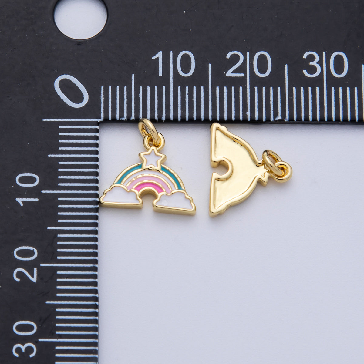 18K Gold Filled 12mm Mini Rainbow Pastel and Star Dreamy Sky Enamel Charm | CHARMS-00144