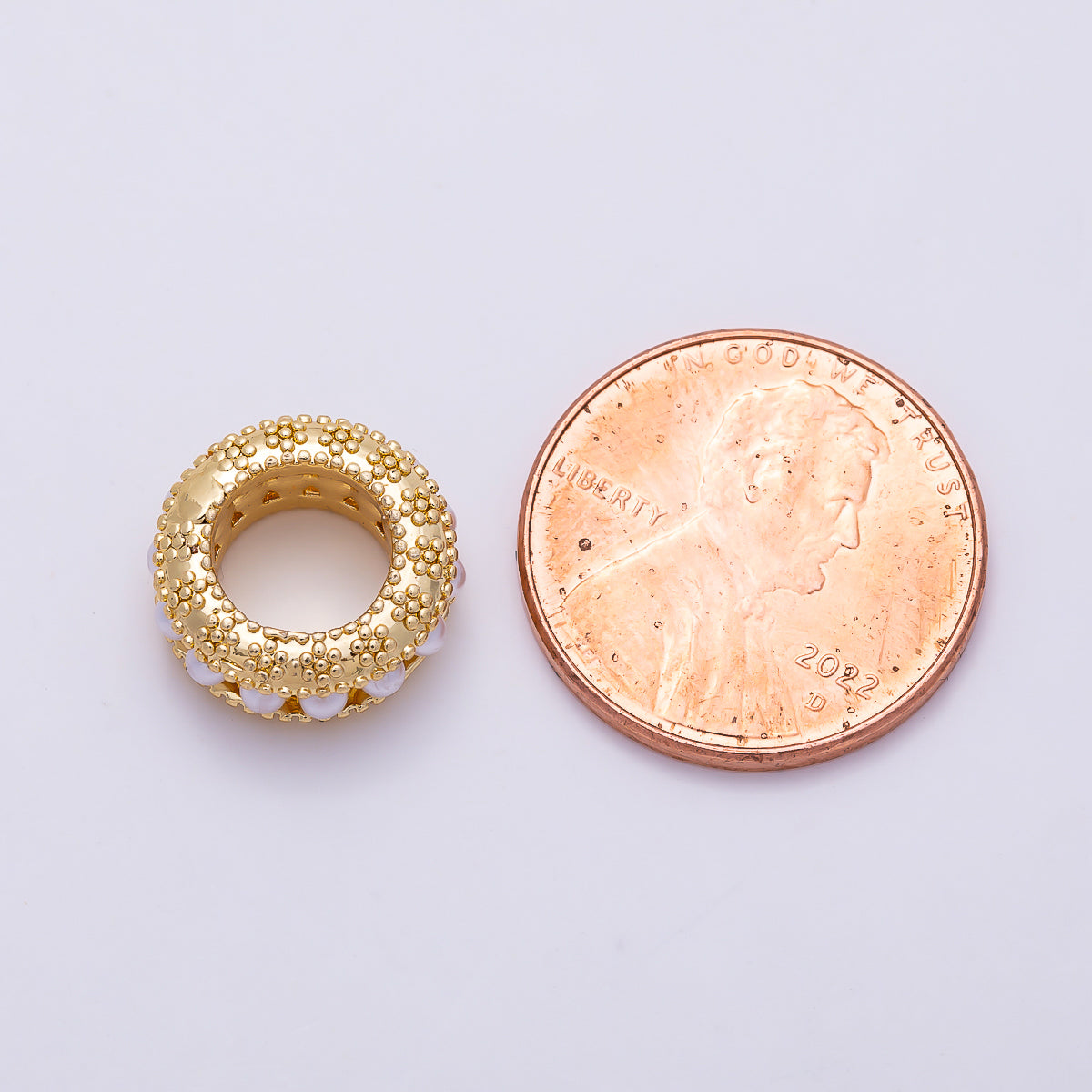 16K Gold Filled 5mm Shell Pearl Lined Rondelle Bead | Beads-00536