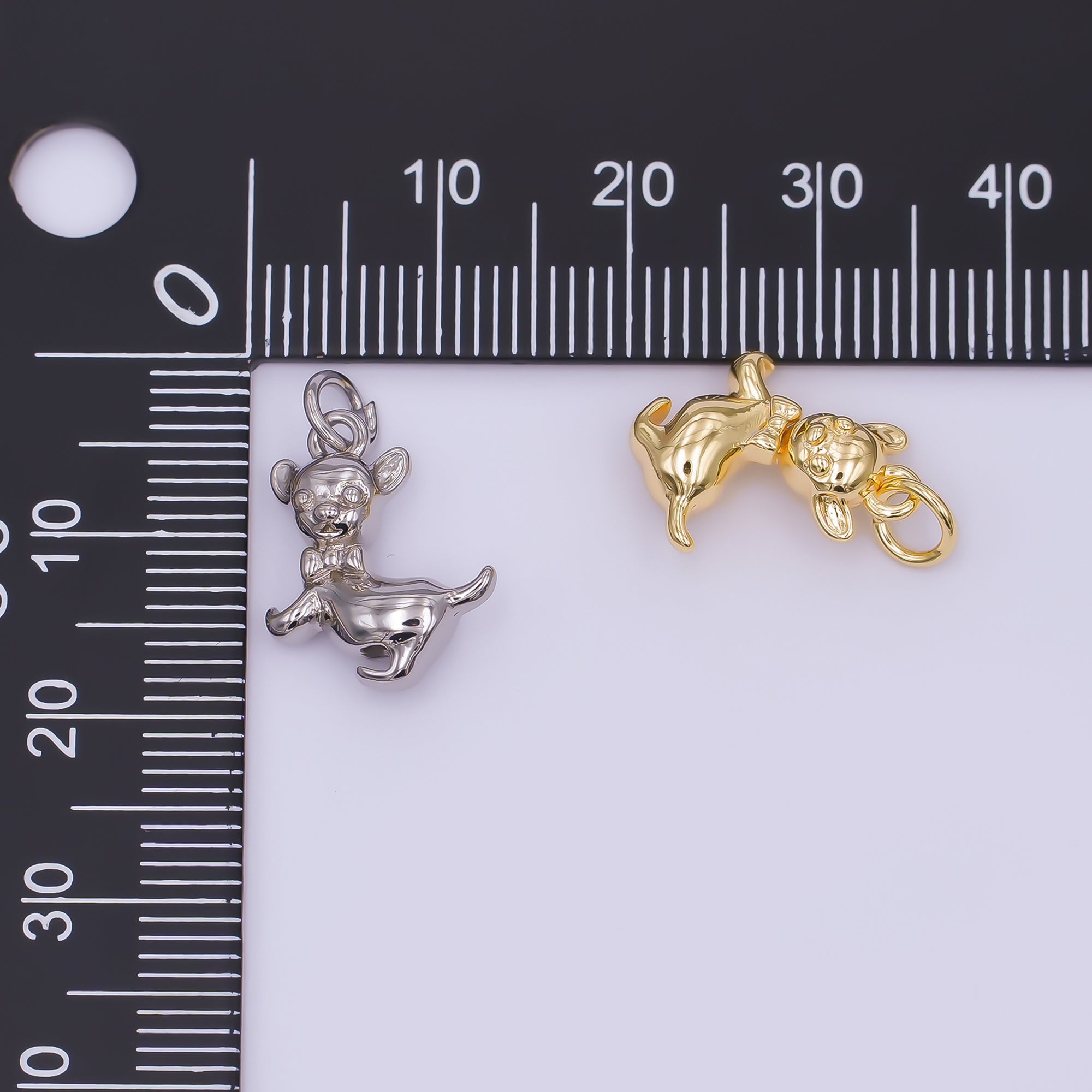 24K Gold Filled Chihuahua Puppy Dog Pet Multidimensional 3D Charm in Gold & Silver | AF478