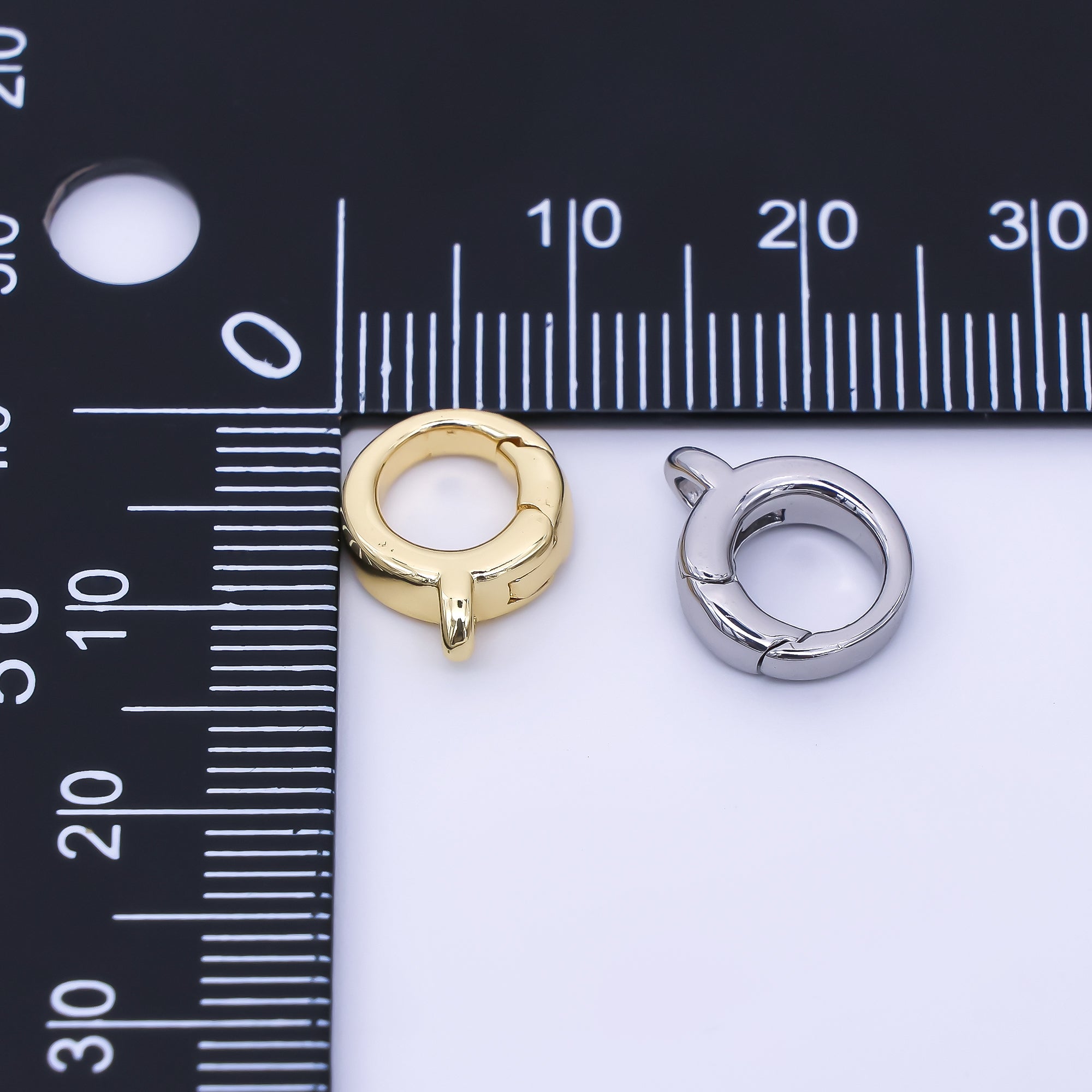 24K Gold Filled 10mm Round Push Gate Clasp Finding in Gold & Silver | Z1280