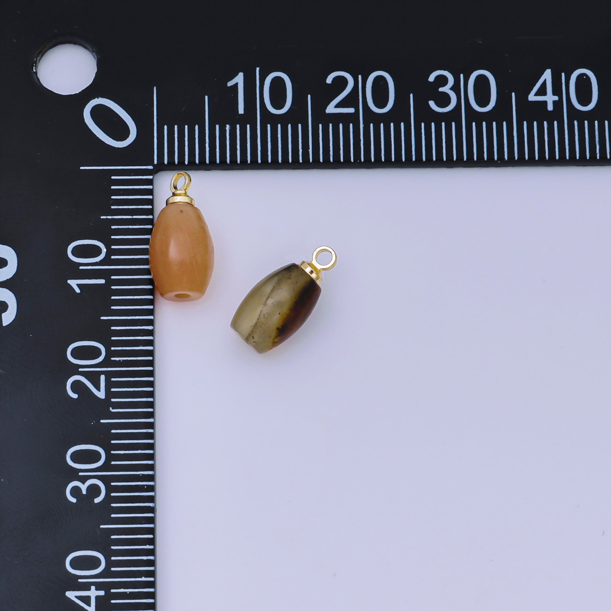 24K Gold Filled 13mm Brown Glass Art Capsule Oval Drop Charm | AJ-490