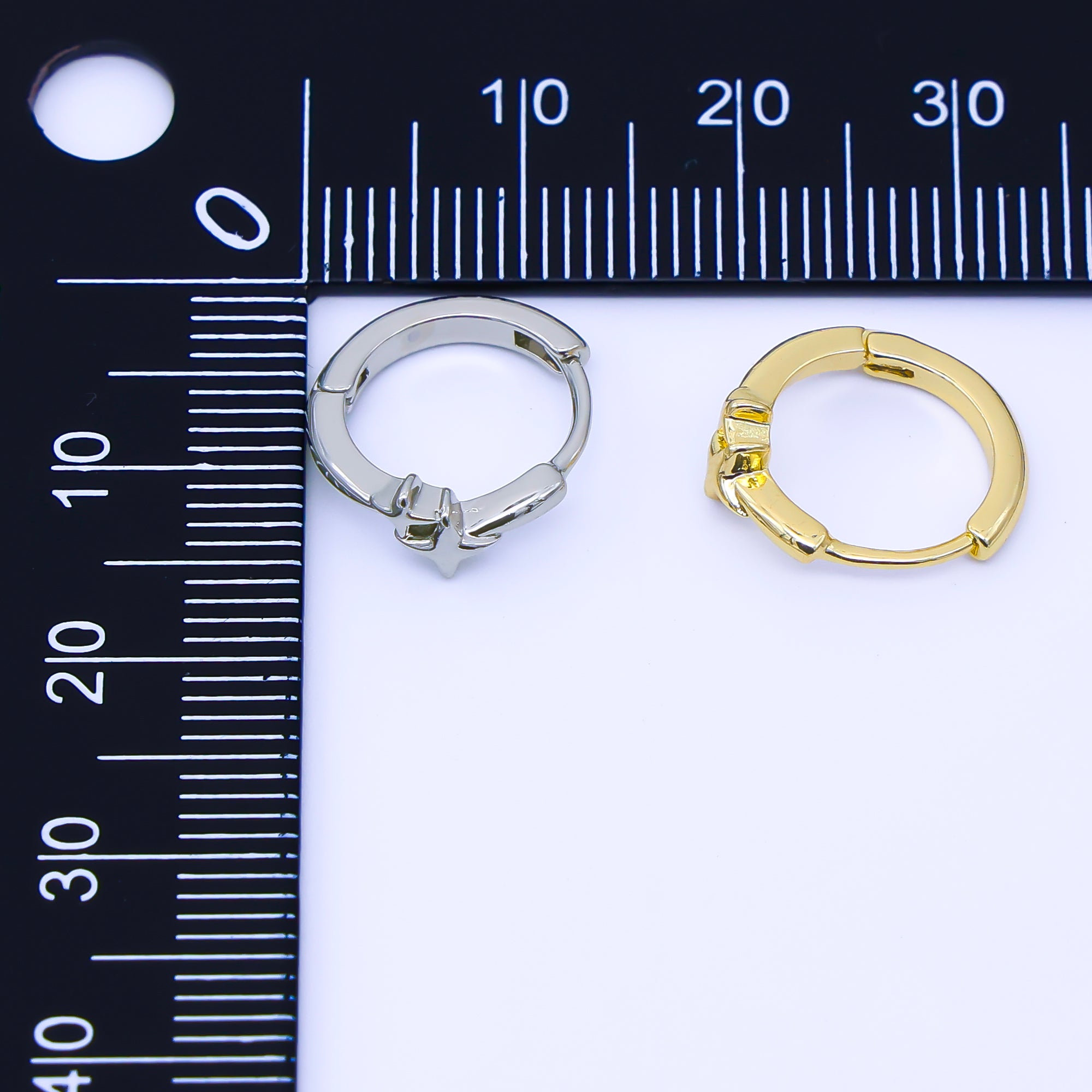 24K Gold Filled 12.7mm Celestial Star Huggie Earrings in Gold & Silver | AB1660 AB1661