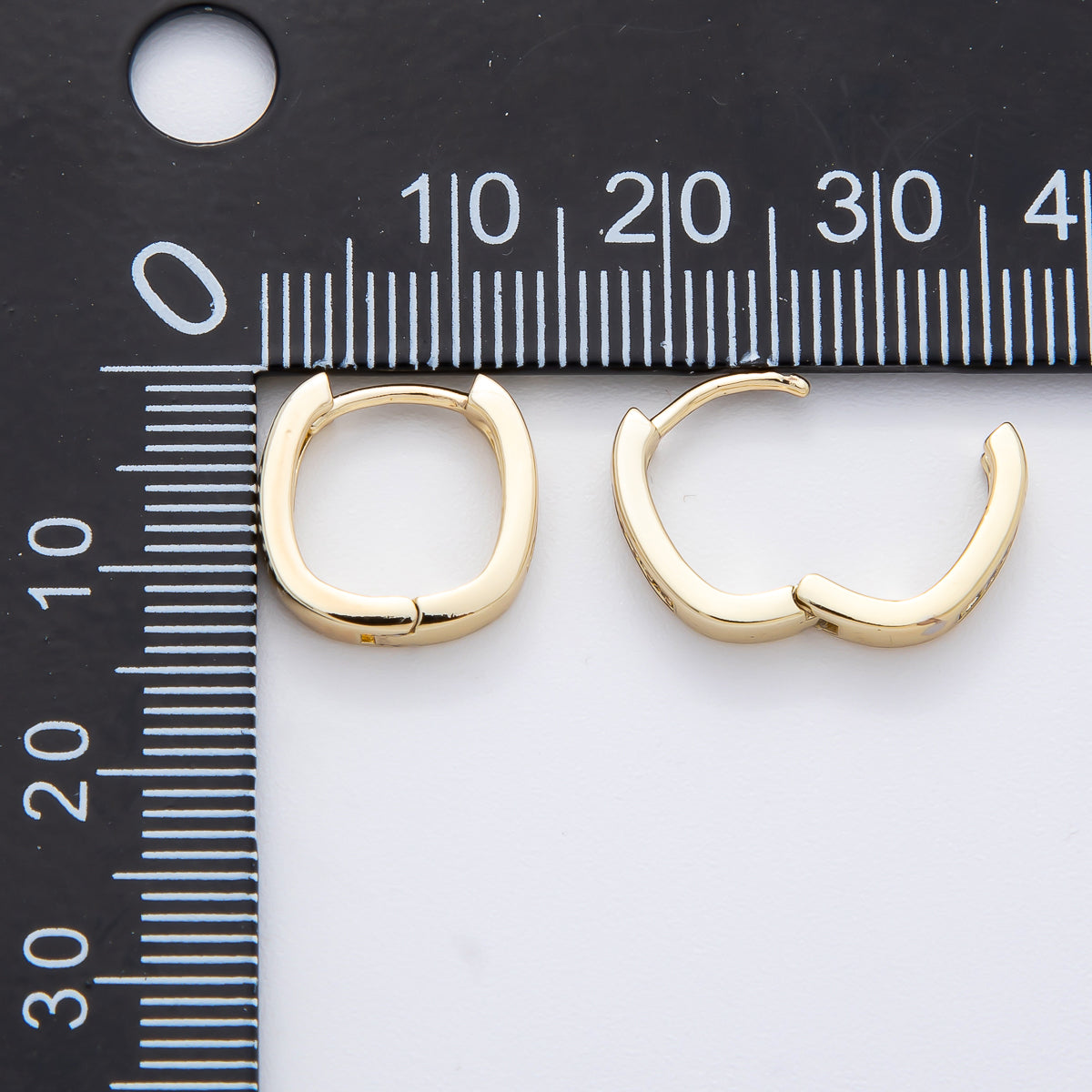 14K Gold Filled 13mm Micro Paved CZ U-Shaped Huggie Hoops Earrings | AJ240