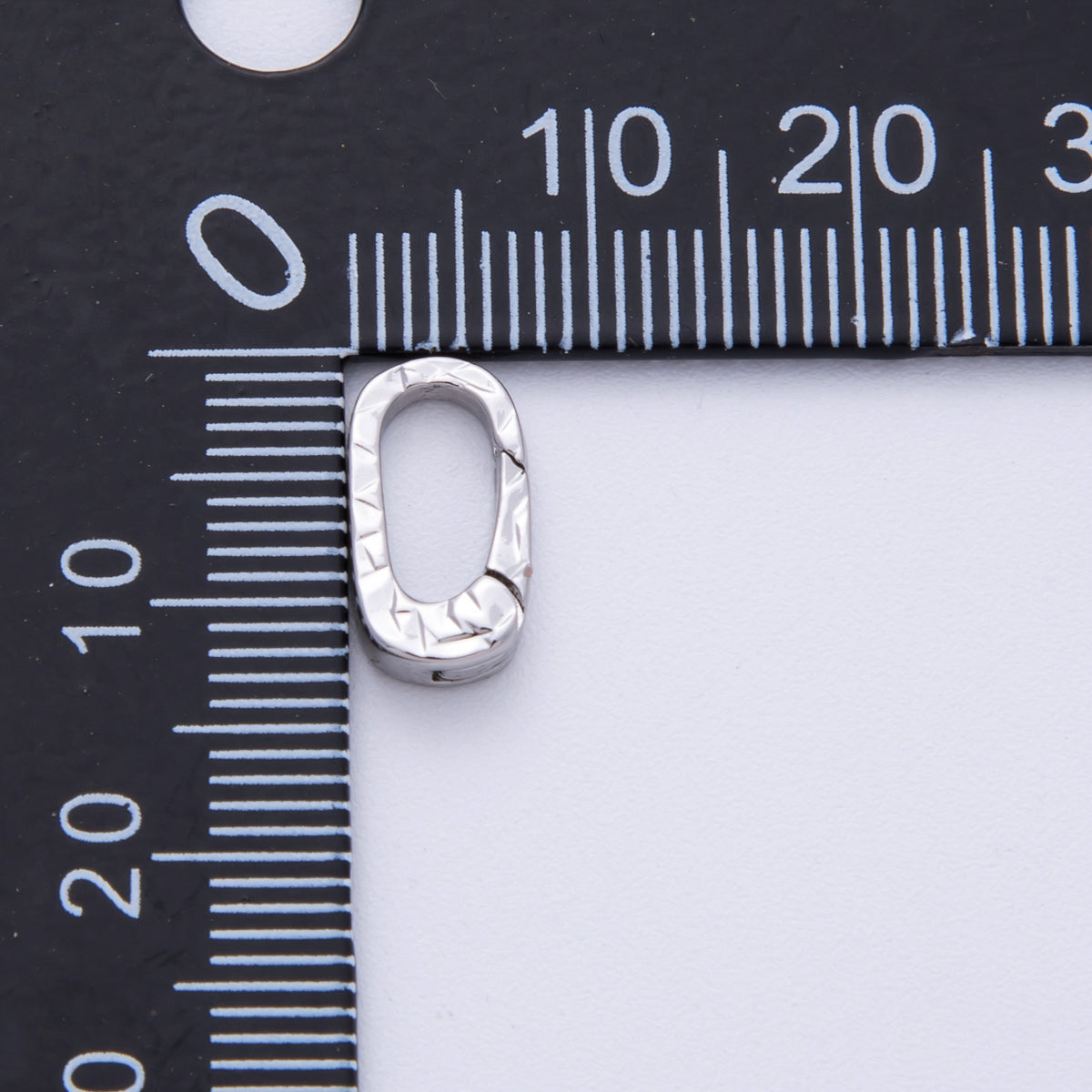 S925 Sterling Silver 13mm Minimalist Textured Oblong Push Gate Closure Findings | Z1675