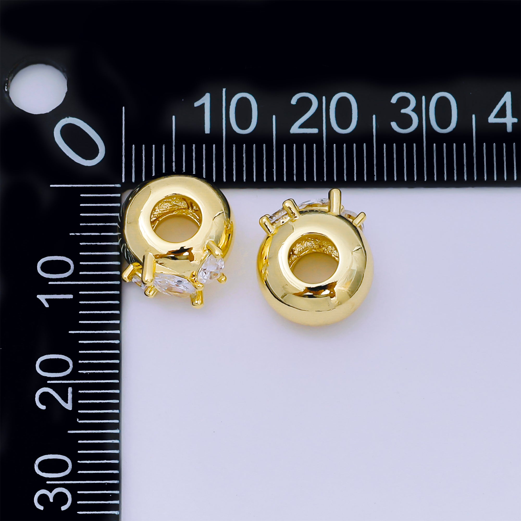 24K Gold Filled Triple CZ Rondelle Donut Bead Spacer | B-003